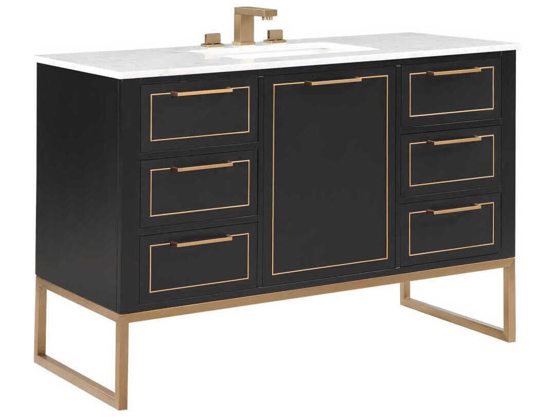 BEMMA Markham 48" Midnight Black Satin Brass Vanity