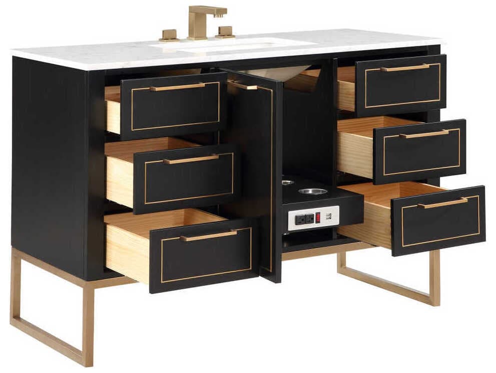 BEMMA Markham 48" Midnight Black Satin Brass Vanity