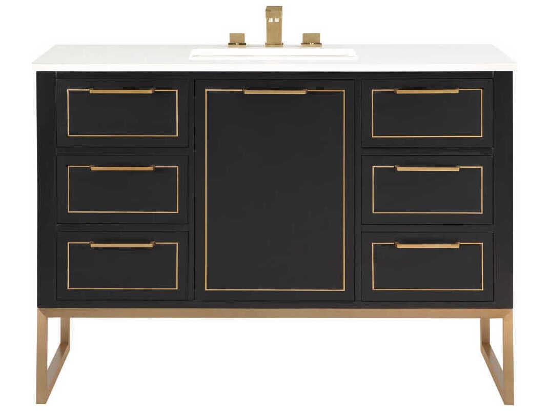 BEMMA Markham 48" Midnight Black Satin Brass Vanity