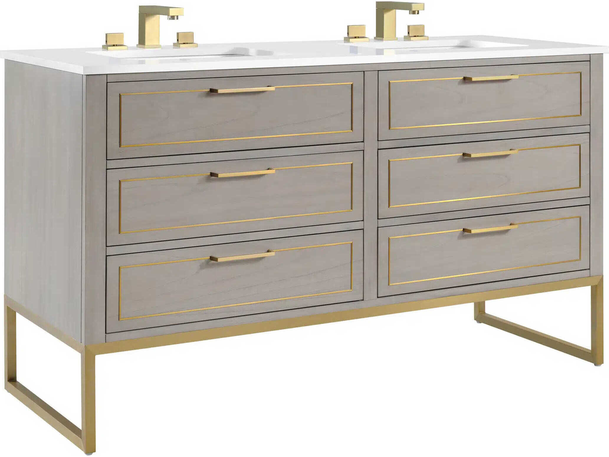 BEMMA Markham 60" Cashmere Grey Satin Brass Vanity