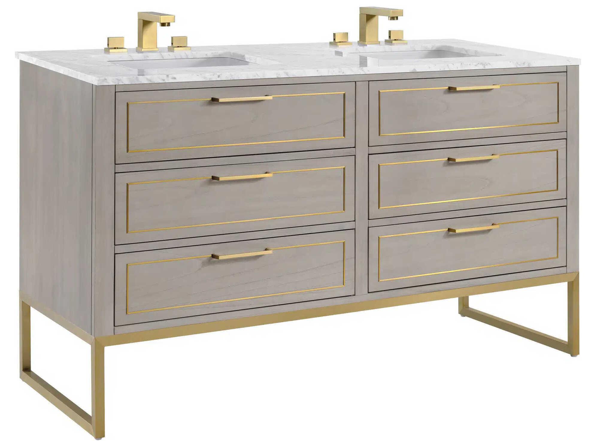 BEMMA Markham 60" Cashmere Grey Satin Brass Vanity