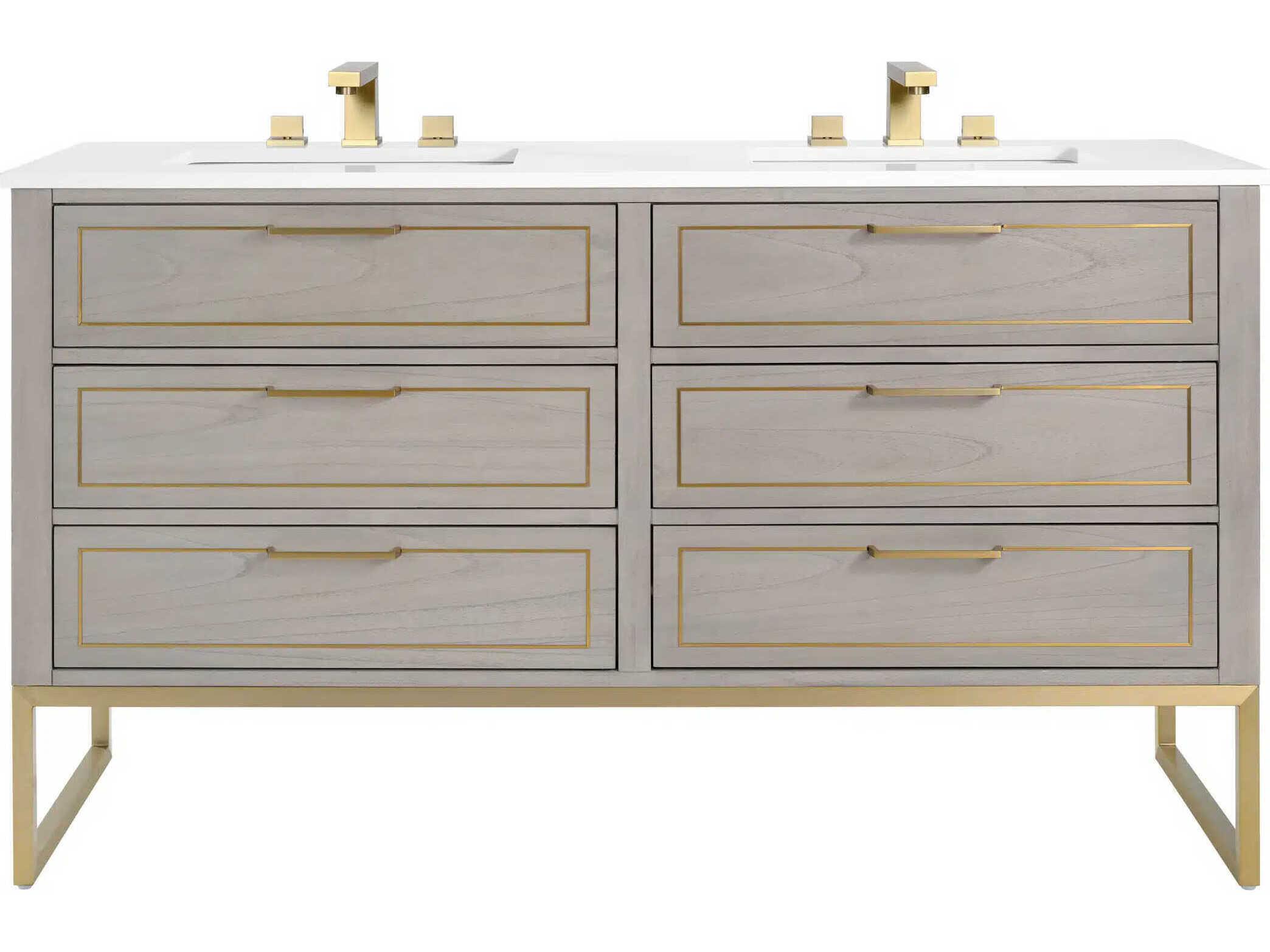 BEMMA Markham 60" Cashmere Grey Satin Brass Vanity