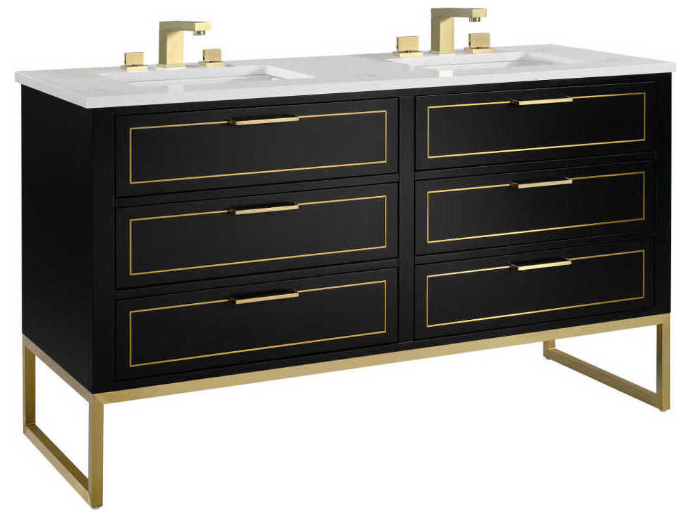 BEMMA Markham 60" Midnight Black Satin Brass Vanity