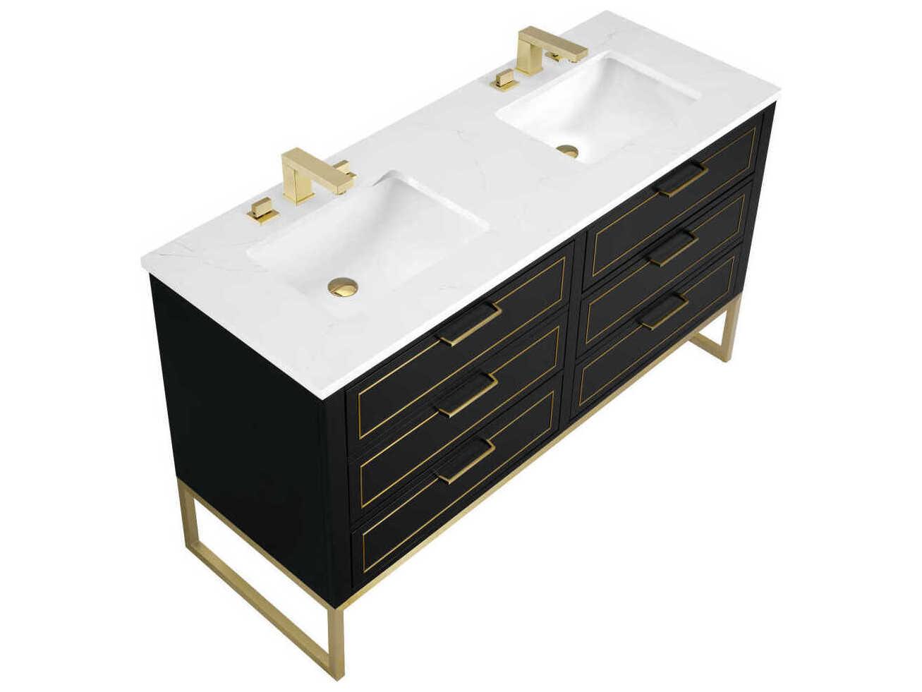 BEMMA Markham 60" Midnight Black Satin Brass Vanity