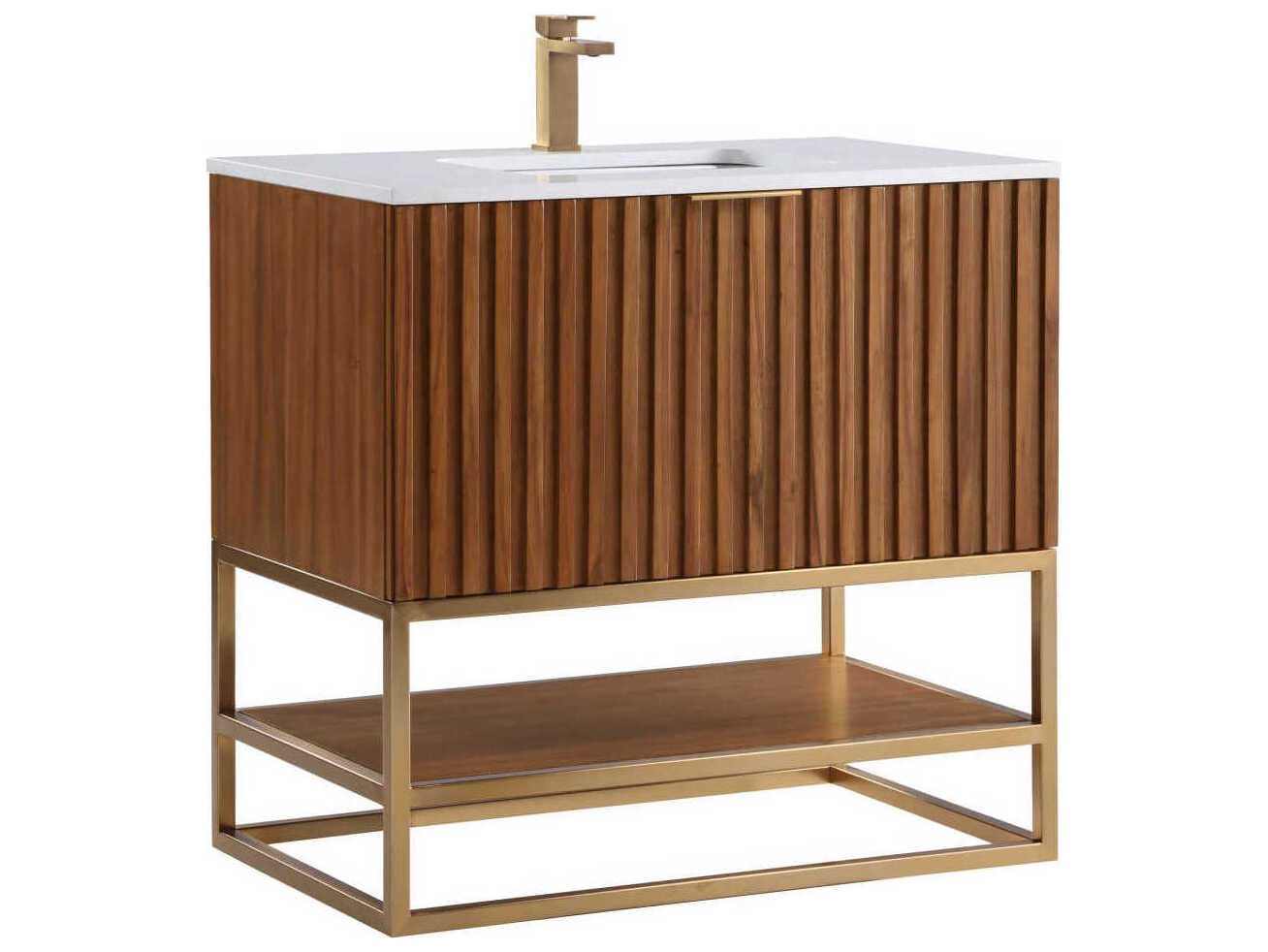 BEMMA Terra 36" Walnut Satin Brass Vanity