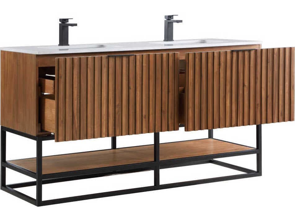 BEMMA Terra 60" Walnut Matte Black Vanity