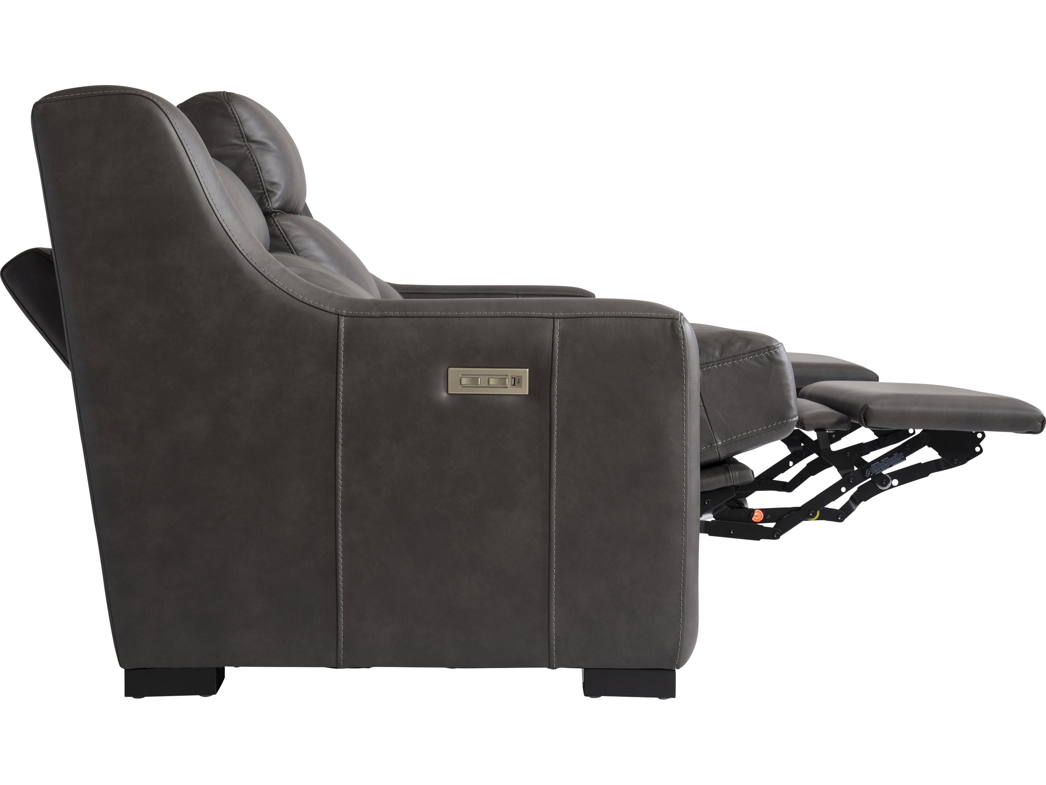 Bernhardt Germain Power Motion Grey Upholstered Recliner Sofa