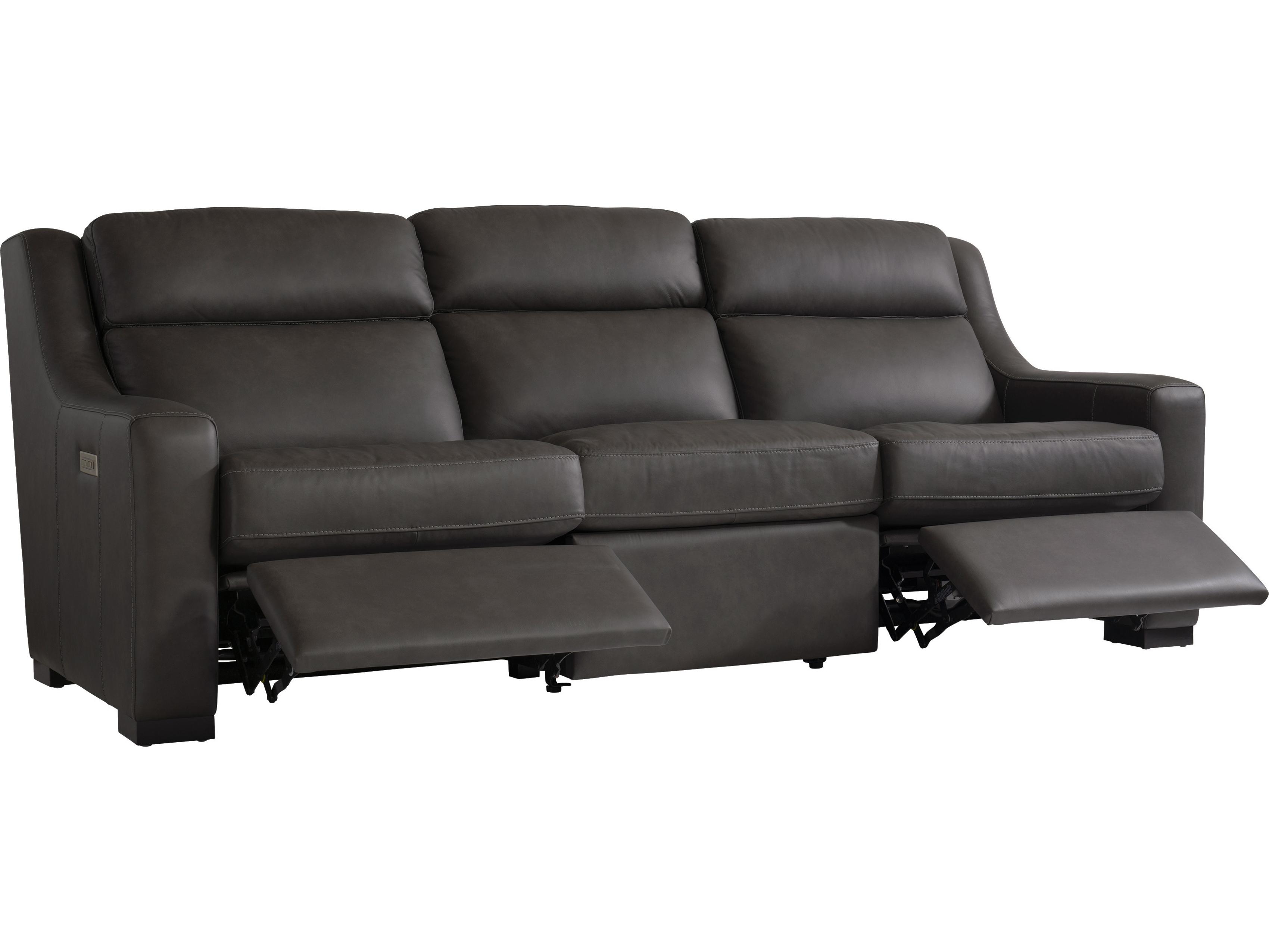 Bernhardt Germain Power Motion Grey Upholstered Recliner Sofa