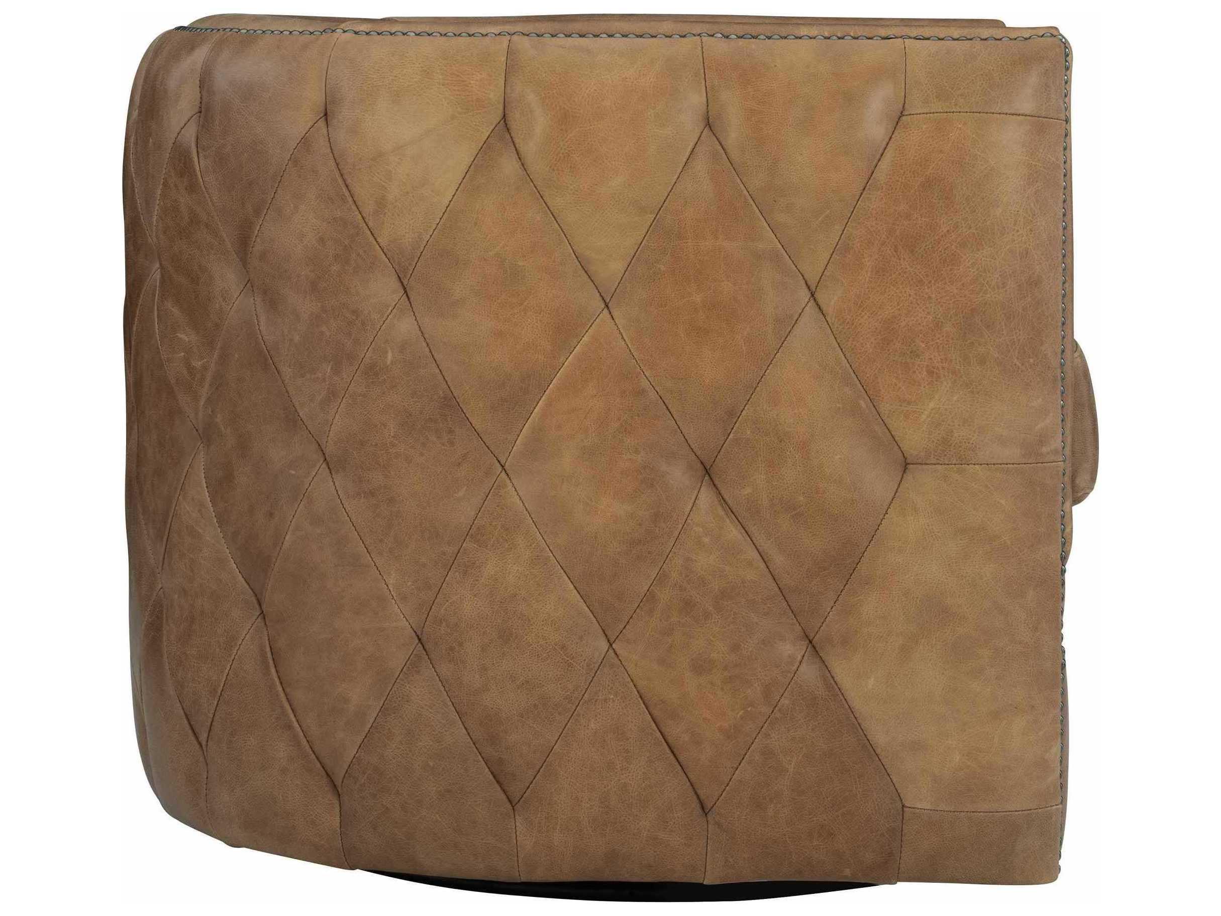 Bernhardt Palazzo Swivel Brown Leather Accent Chair