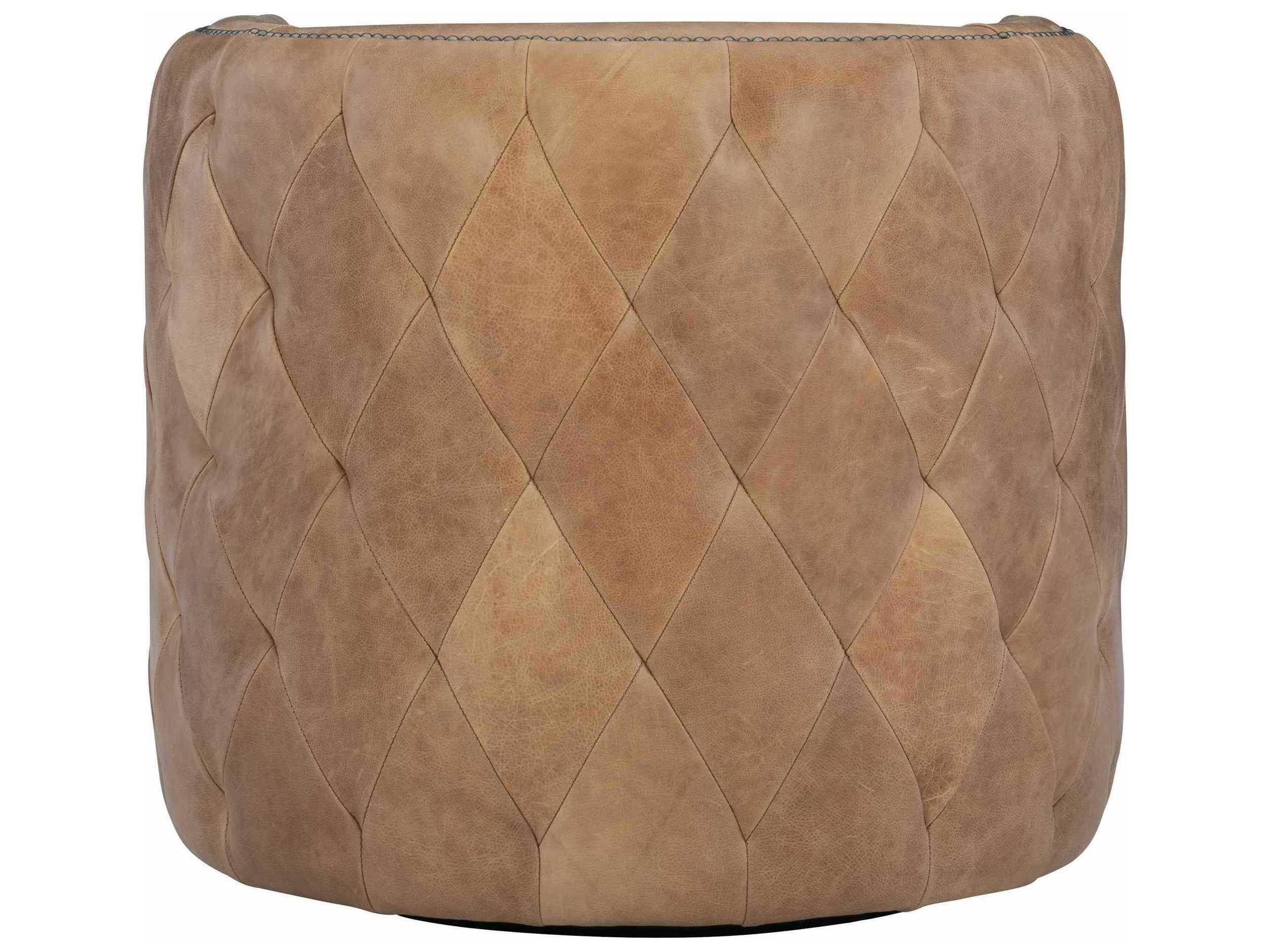 Bernhardt Palazzo Swivel Brown Leather Accent Chair