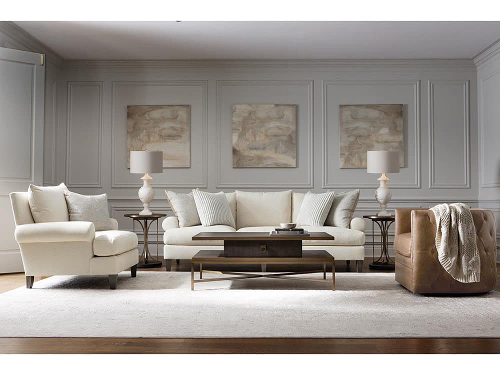 Bernhardt Palazzo Swivel Gray Leather Accent Chair