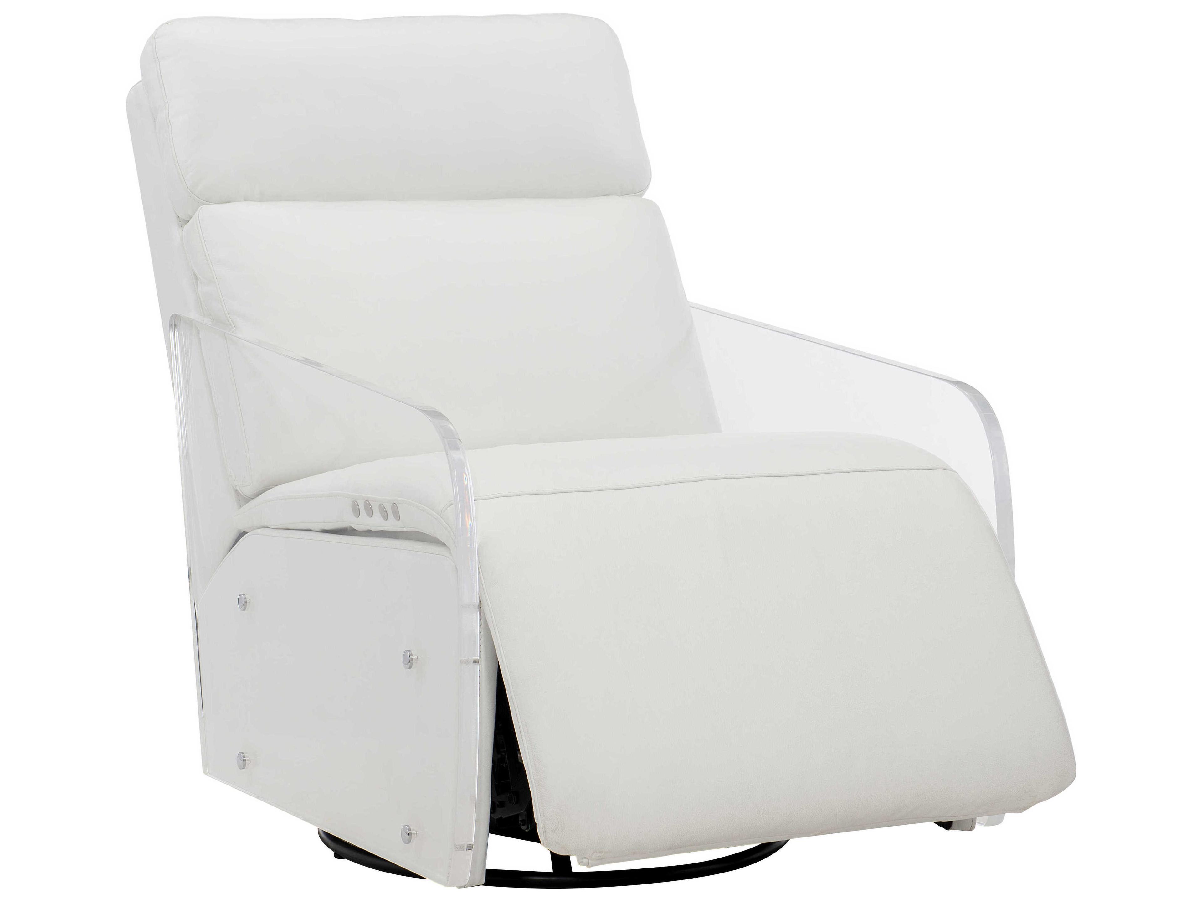 Bernhardt Living Parc White Clear Leather Recliner