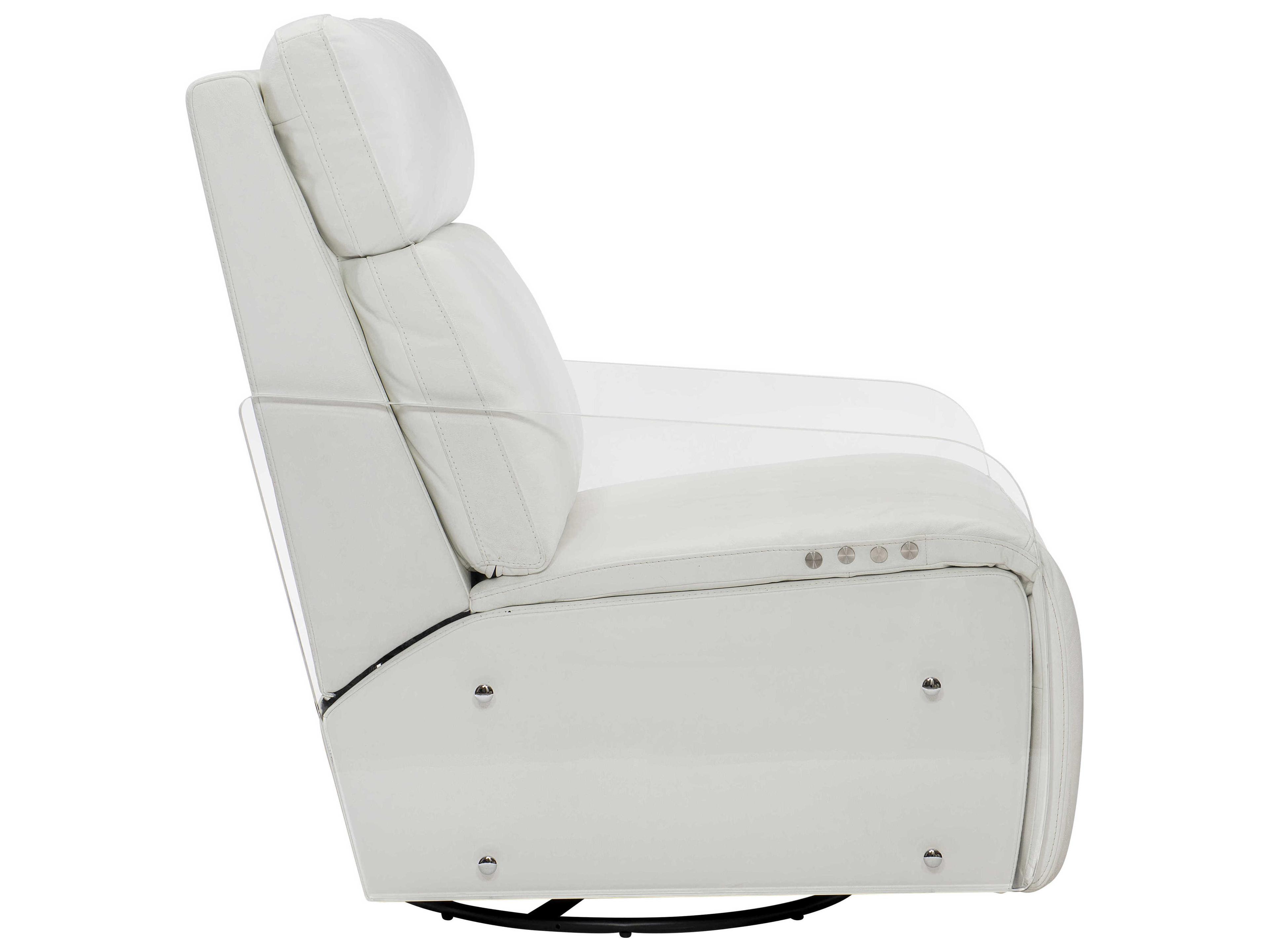 Bernhardt Living Parc White Clear Leather Recliner
