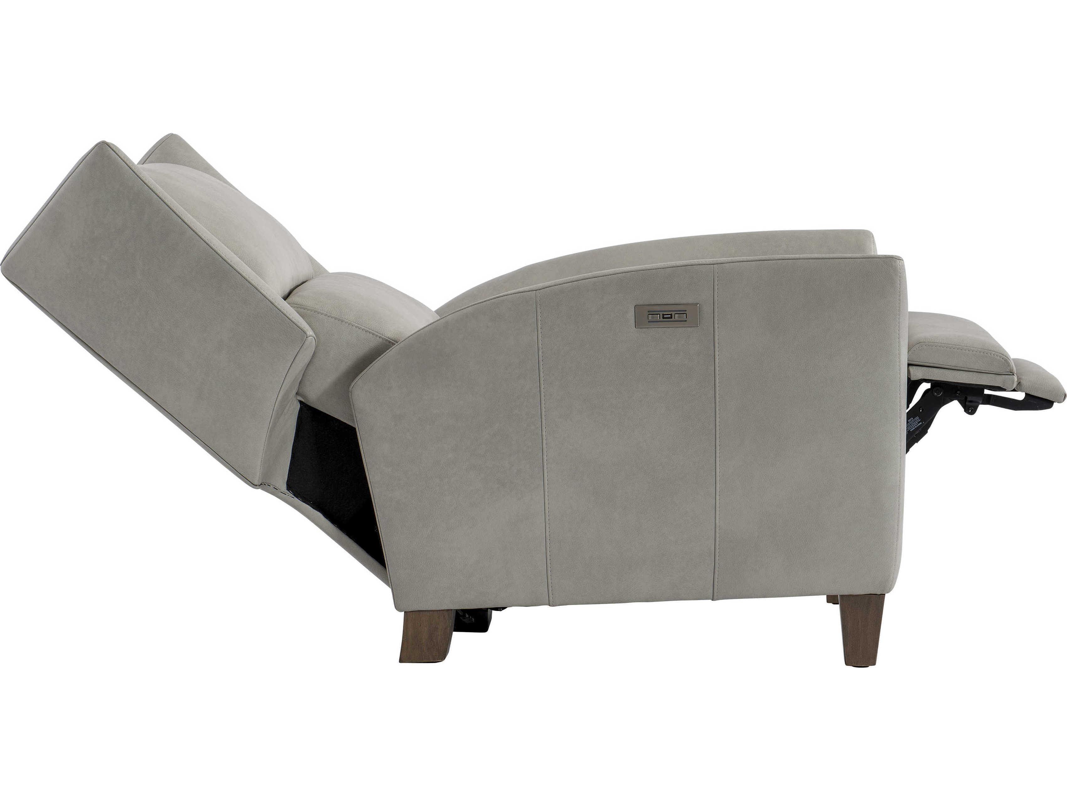 Bernhardt Weller Power Motion Gray Leather Recliner