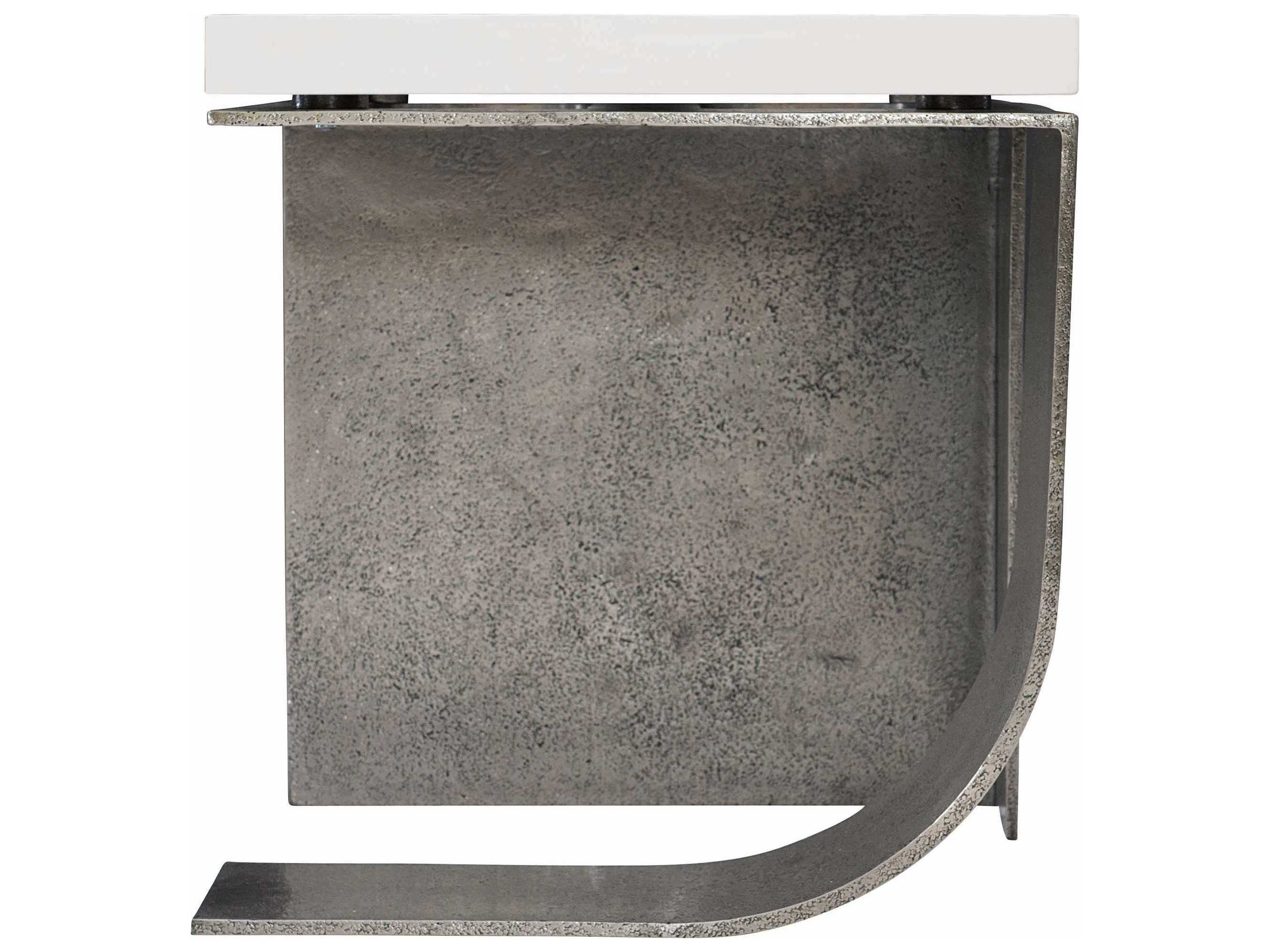Bernhardt Interiors Rectangular Wood White Plaster Graphite End Table