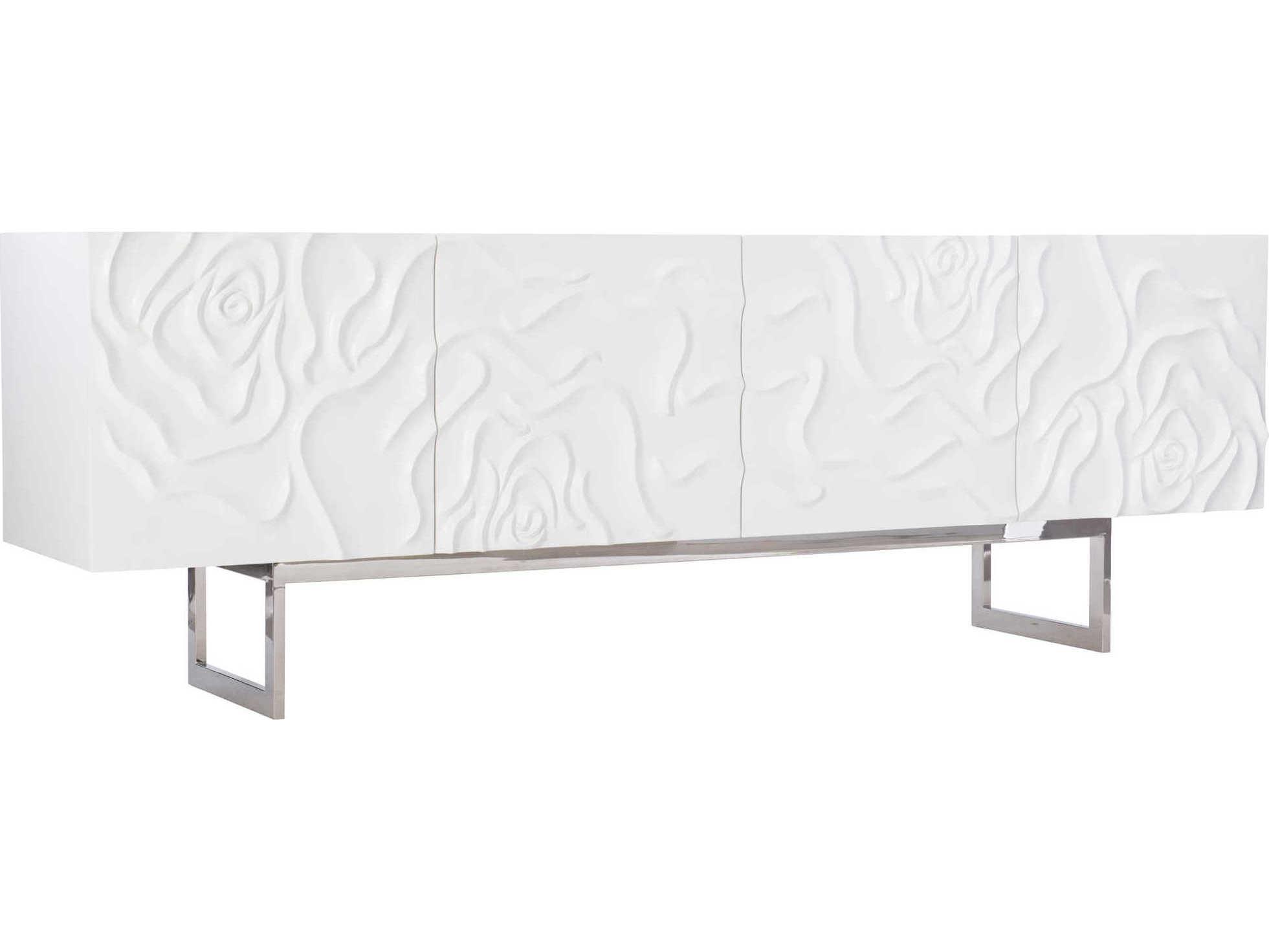 Bernhardt Interiors Penrose 88" White Plaster Polished Stainless Steel Credenza Credenza