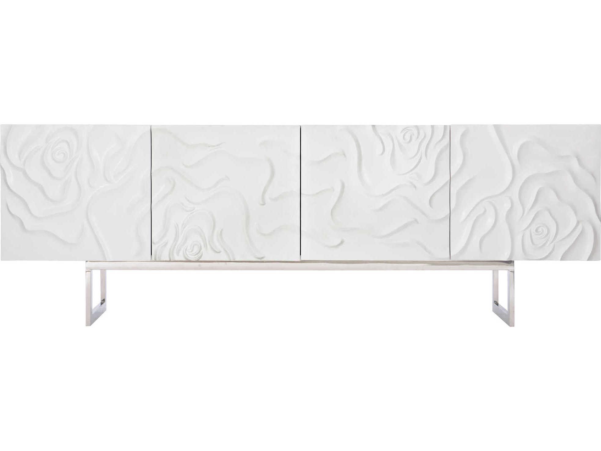Bernhardt Interiors Penrose 88" White Plaster Polished Stainless Steel Credenza Credenza