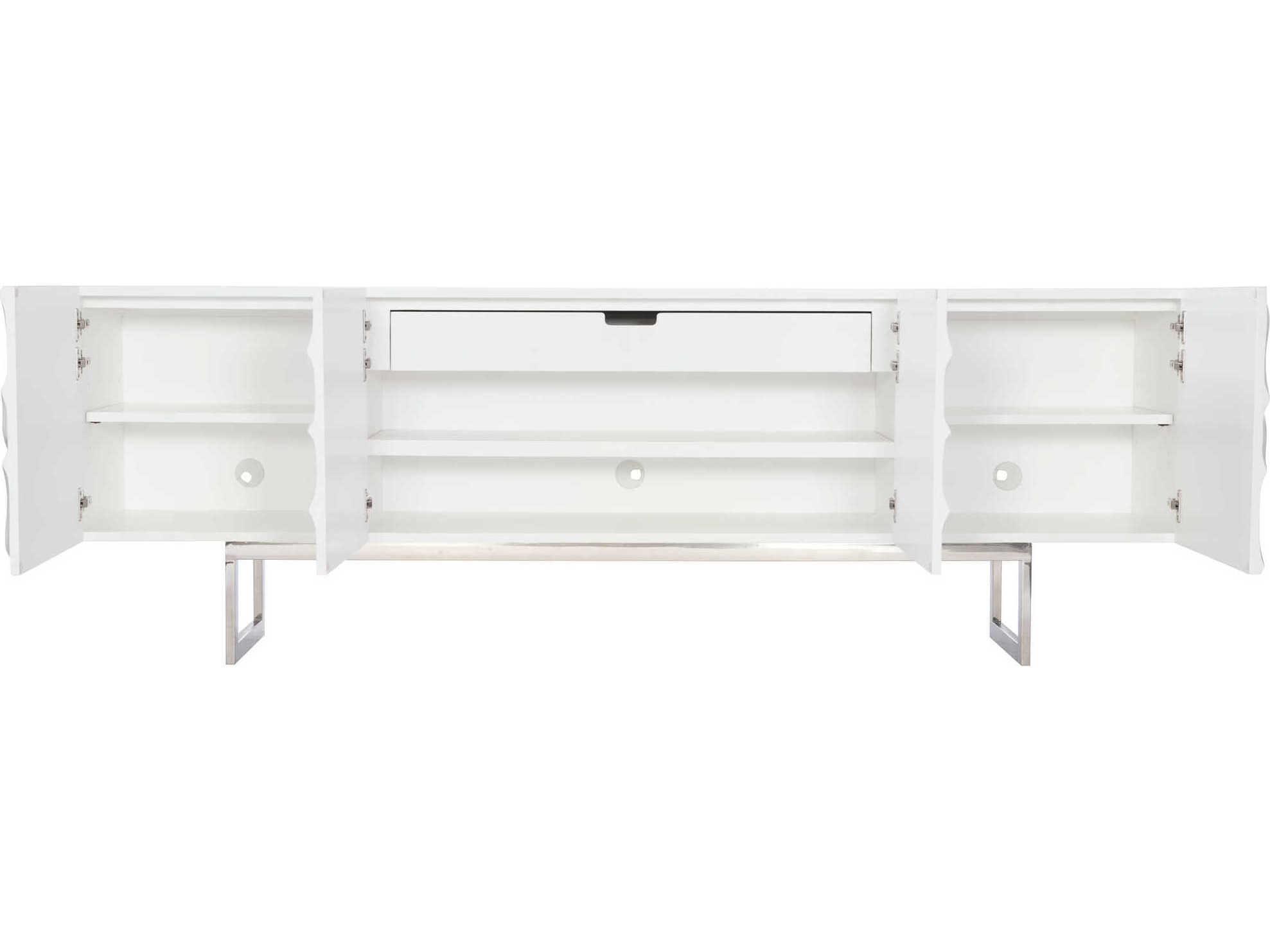 Bernhardt Interiors Penrose 88" White Plaster Polished Stainless Steel Credenza Credenza
