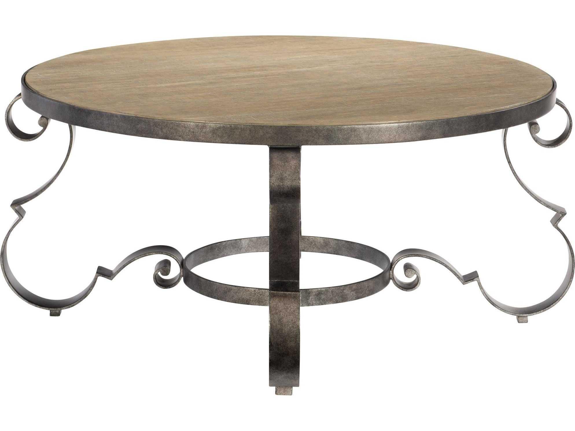 Bernhardt Villa Toscana Round Wood Criollo Textured Carbone Cocktail Table