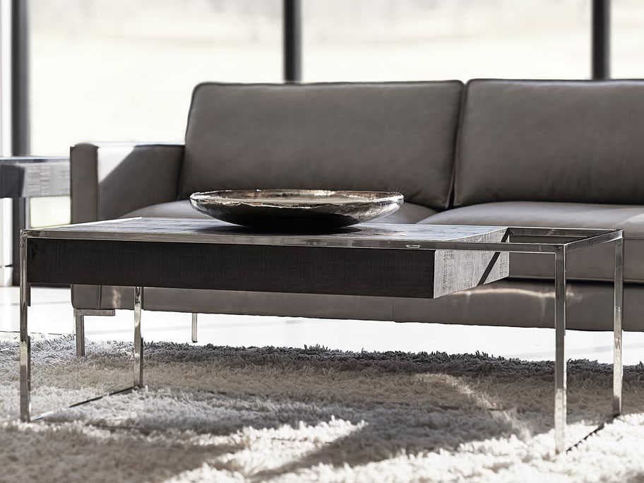 Bernhardt Logan Beacon Rectangular Wood Cinder Cocktail Table