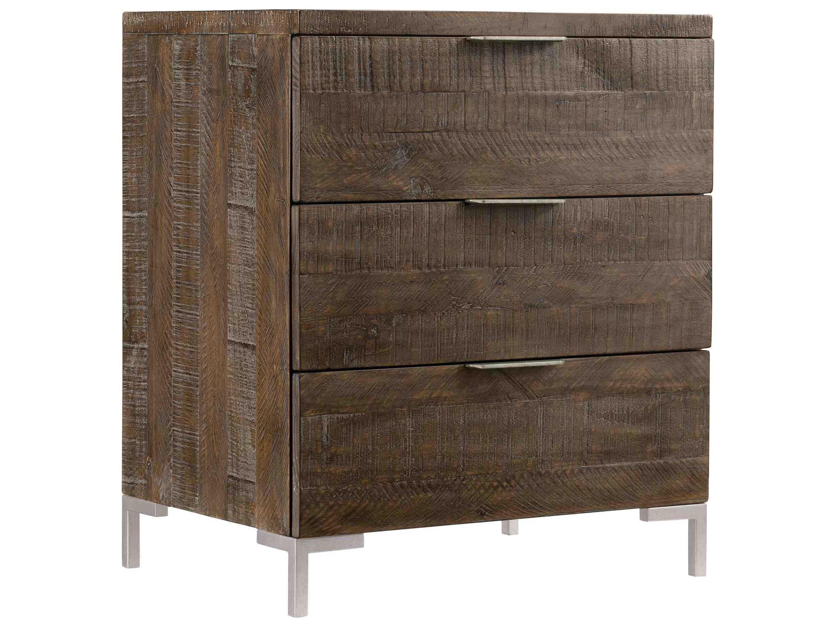 Bernhardt Logan Square Haines 3-Drawers Pine Wood Nightstand