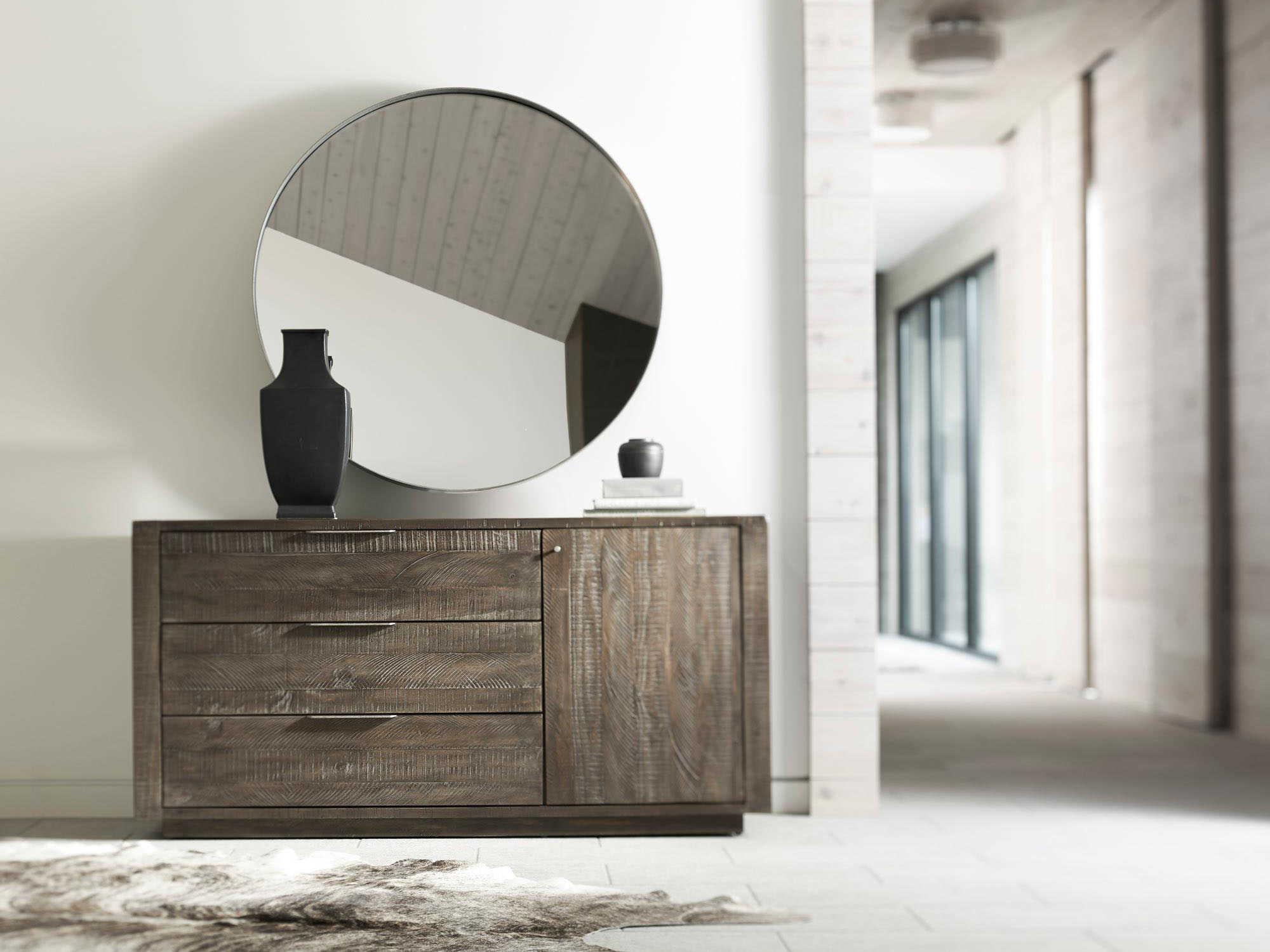 Bernhardt Highland Park Oakley Round Wall Mirror