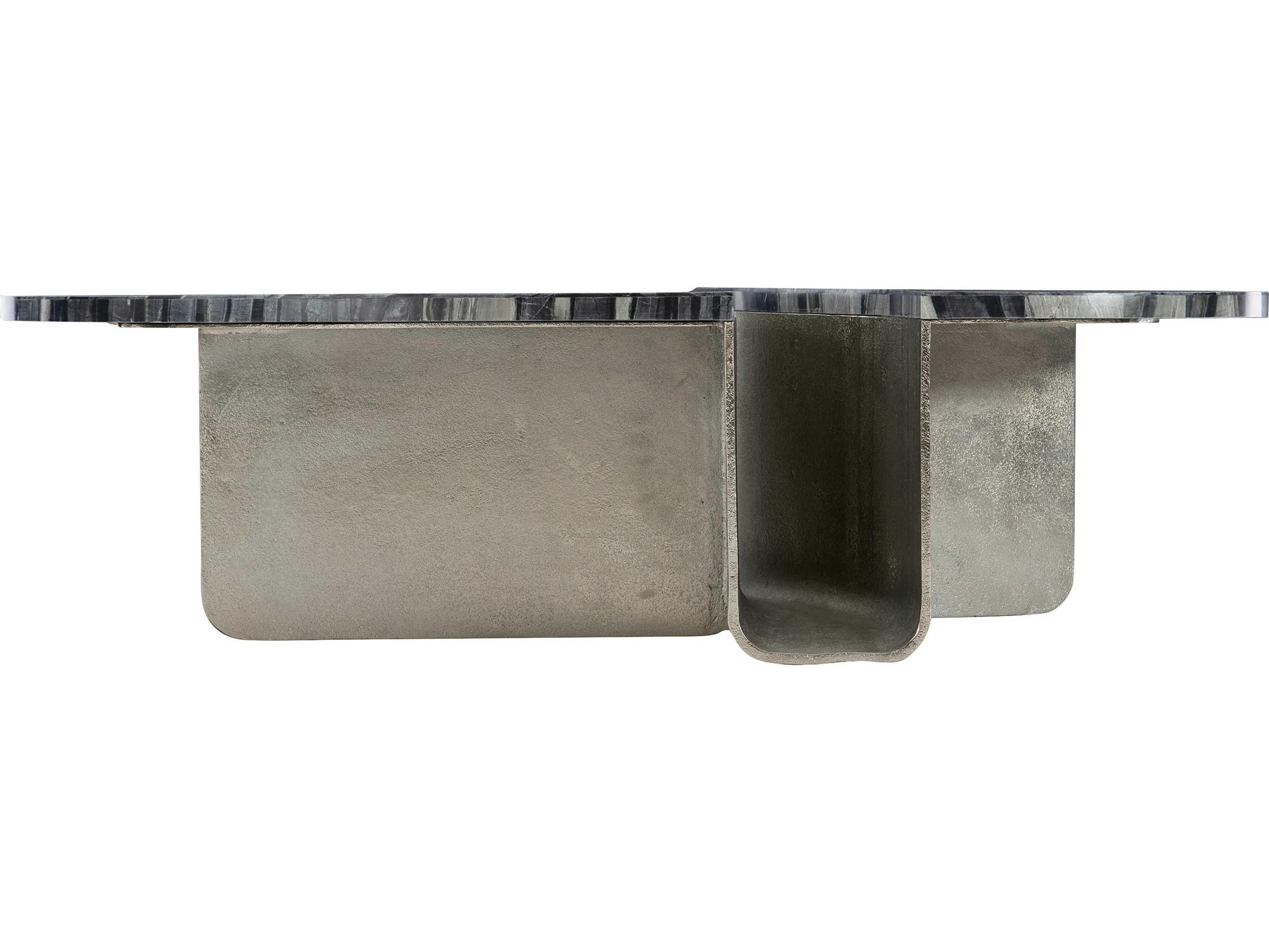 Bernhardt Tegan Black Forest Marble Shiny Nickel Cocktail Table