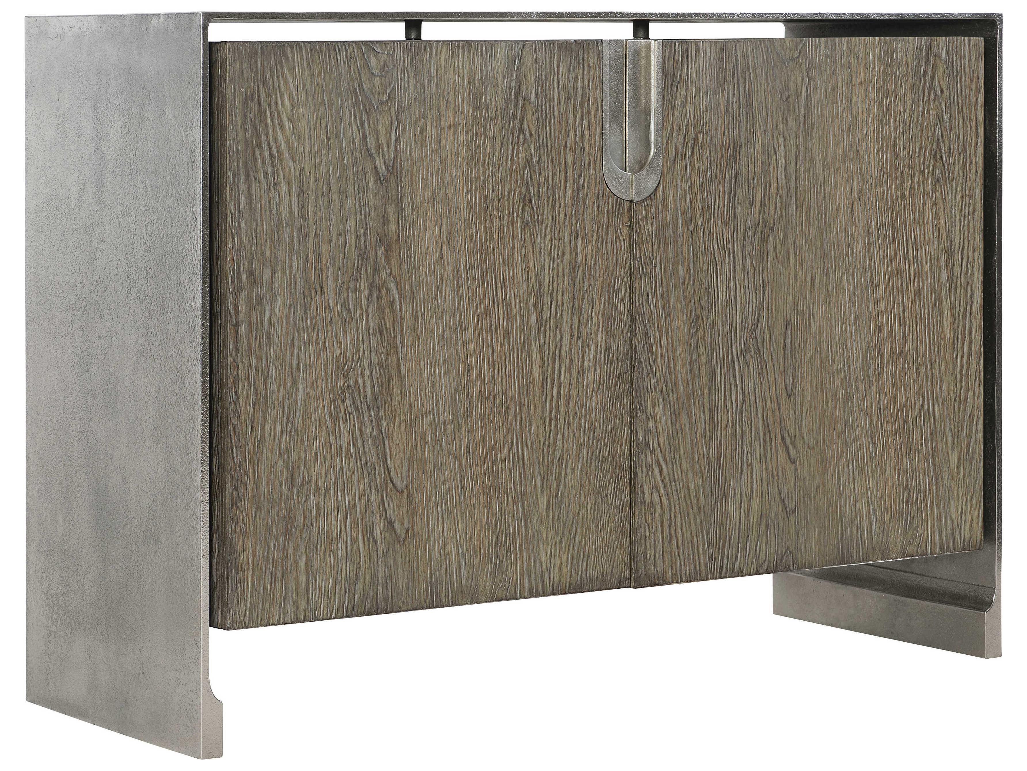 Bernhardt Interiors Ellis 48" Rubberwood Shiny Nickel Tamarind Door Chest