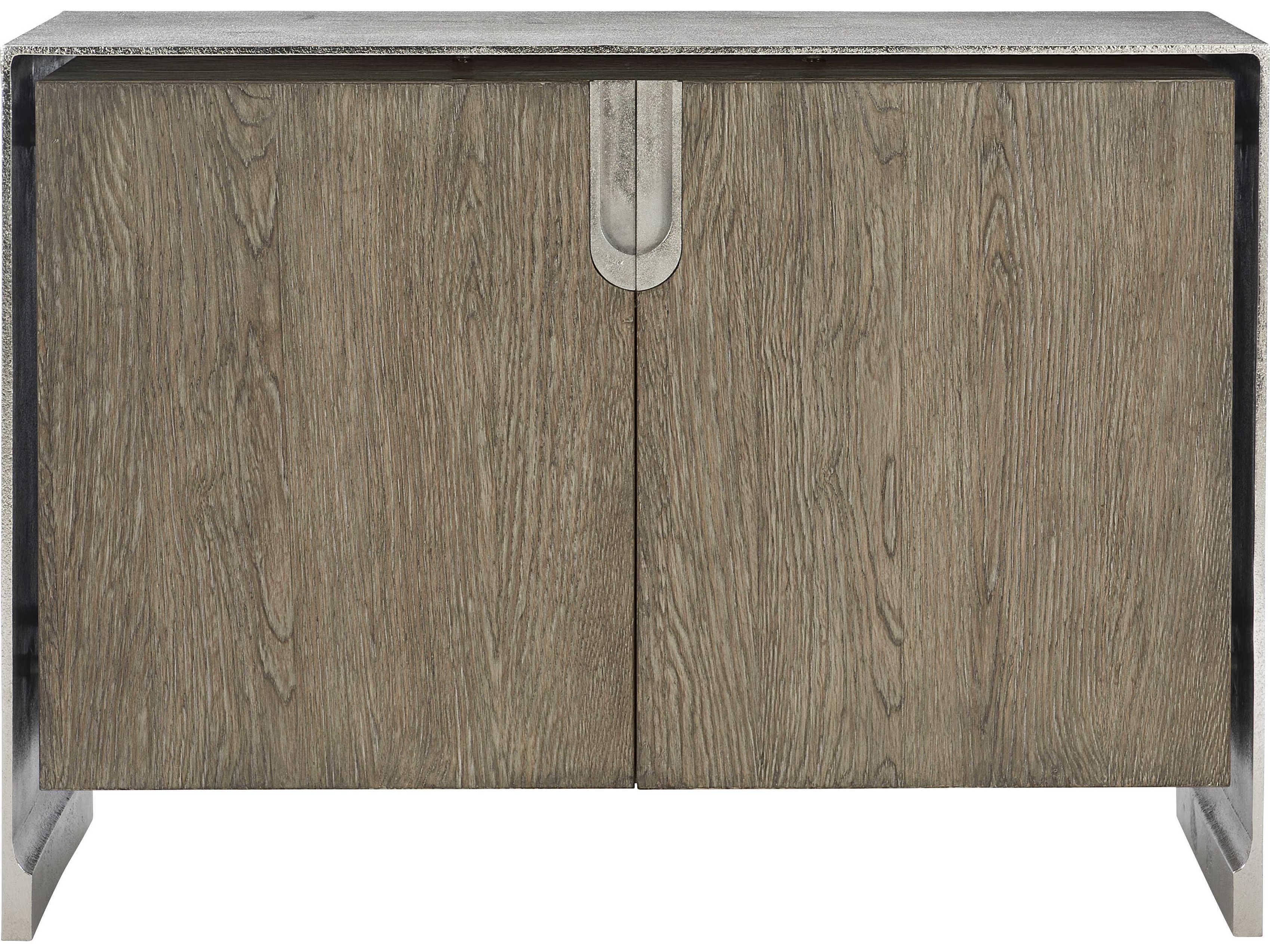 Bernhardt Interiors Ellis 48" Rubberwood Shiny Nickel Tamarind Door Chest