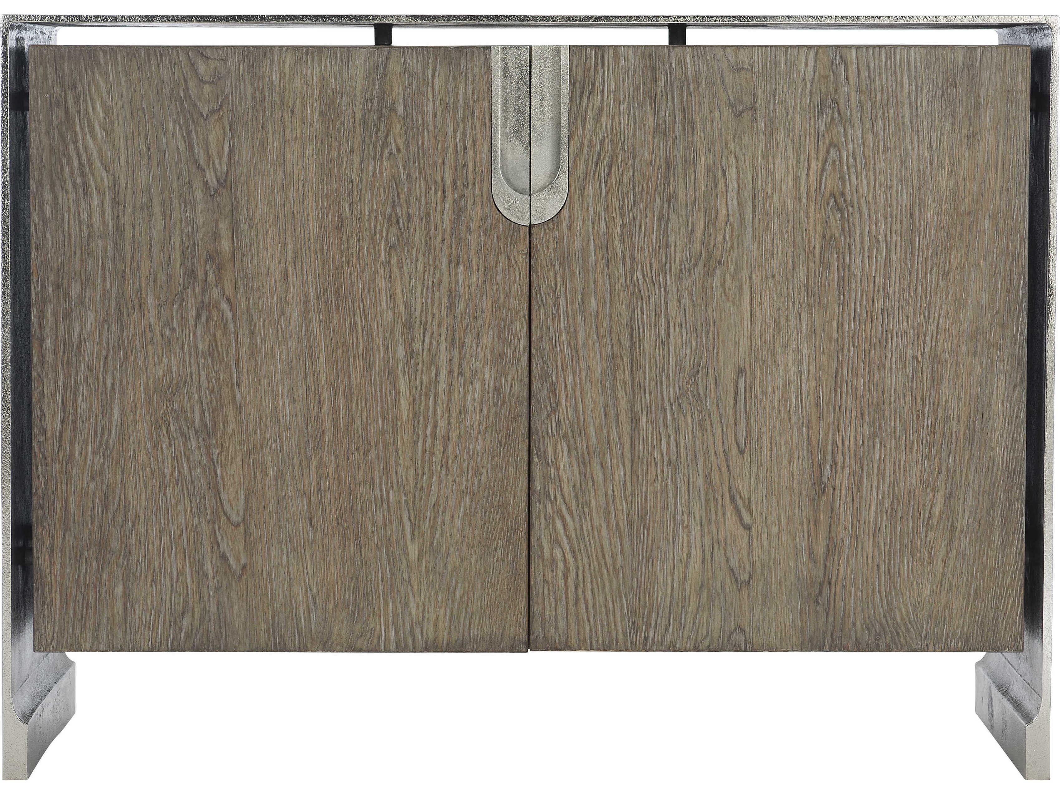 Bernhardt Interiors Ellis 48" Rubberwood Shiny Nickel Tamarind Door Chest