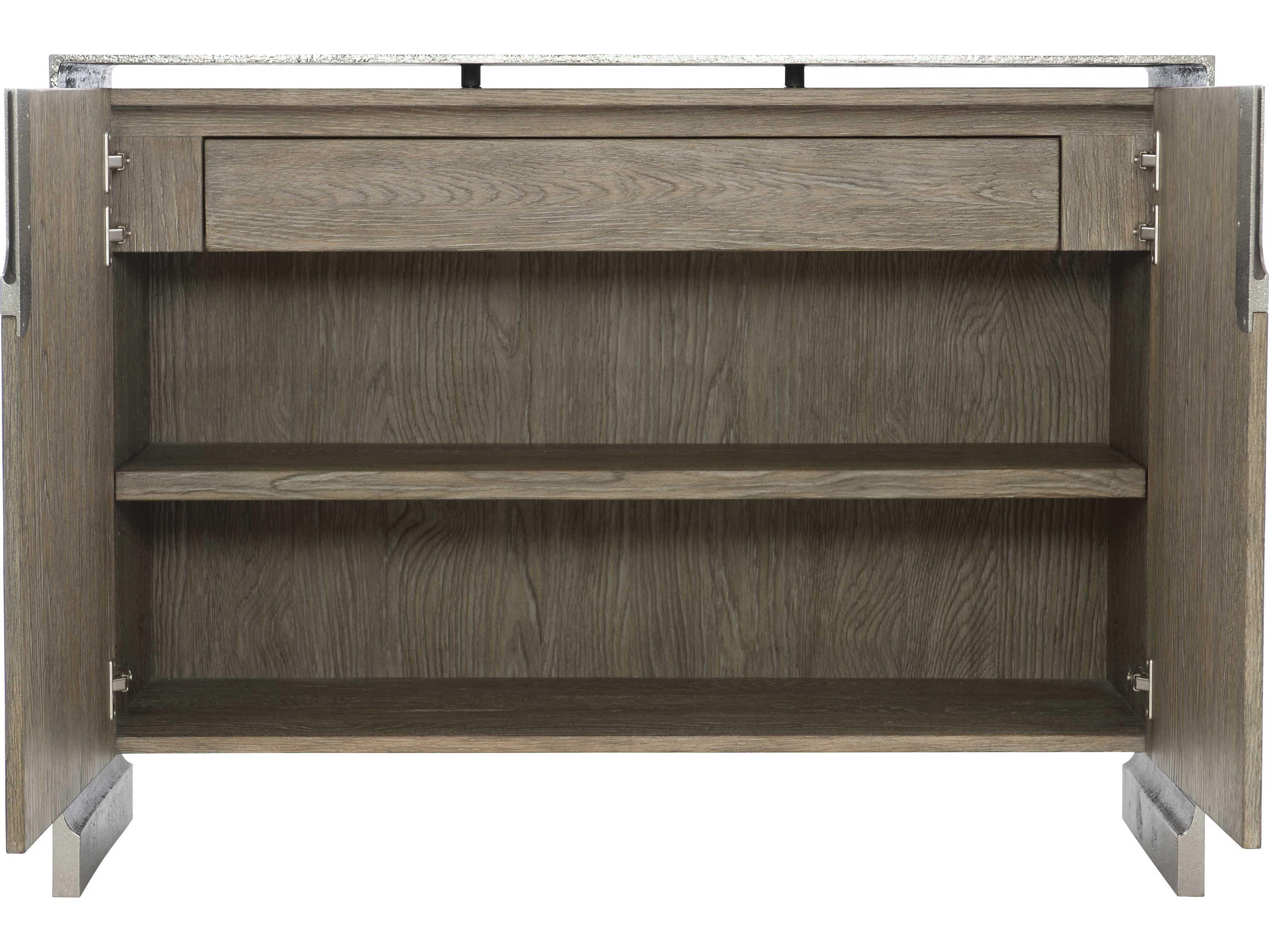 Bernhardt Interiors Ellis 48" Rubberwood Shiny Nickel Tamarind Door Chest