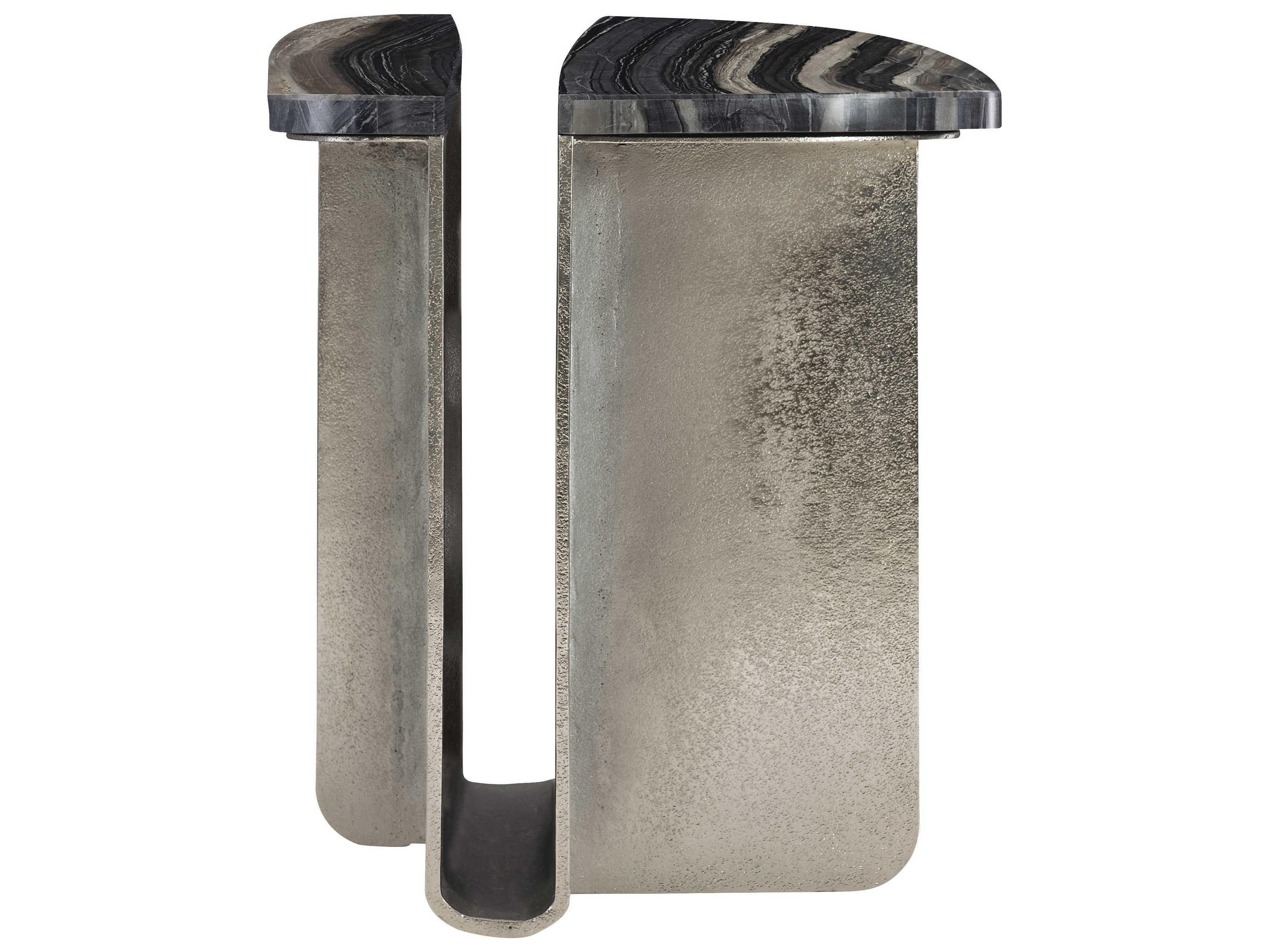 Bernhardt Linea Tegan Black Forest Marble Shiny Nickel End Table