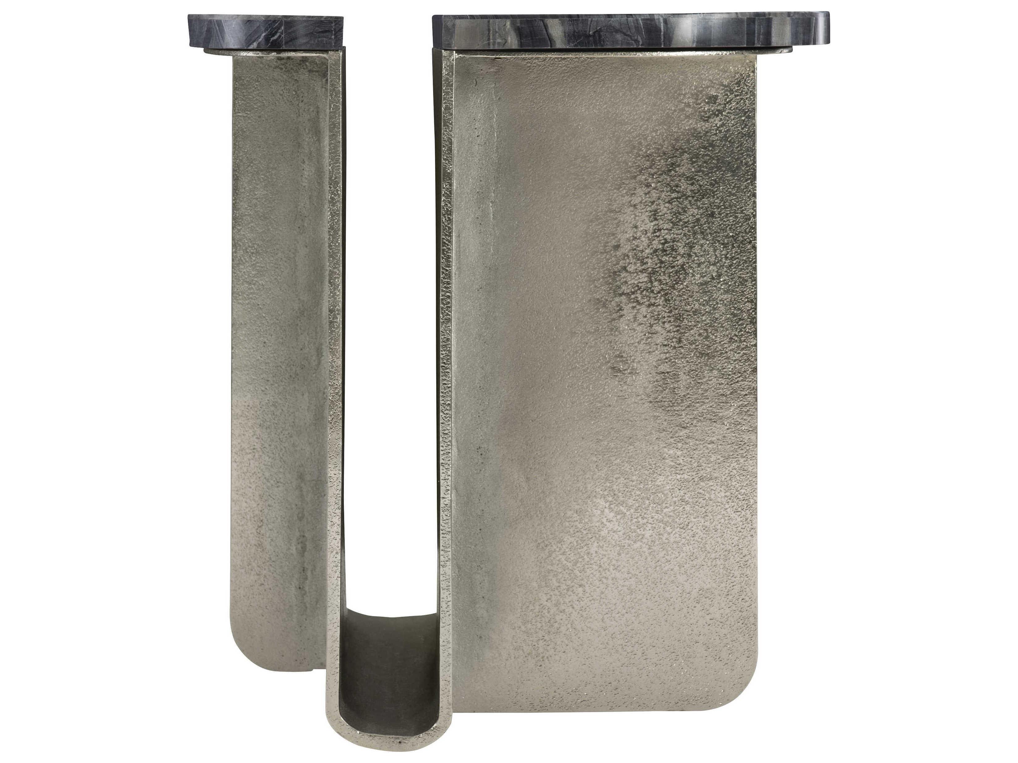 Bernhardt Linea Tegan Black Forest Marble Shiny Nickel End Table