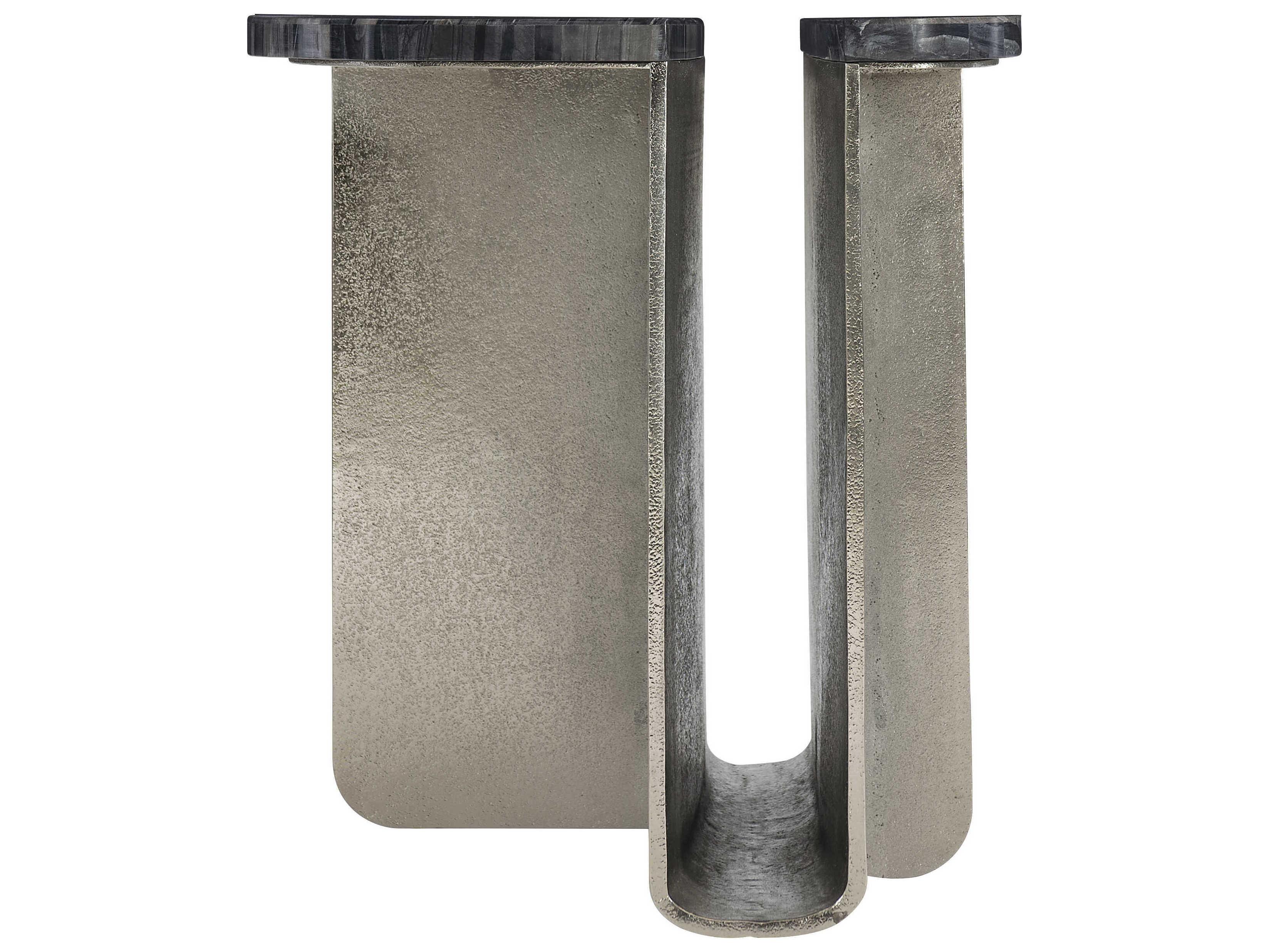 Bernhardt Linea Tegan Black Forest Marble Shiny Nickel End Table