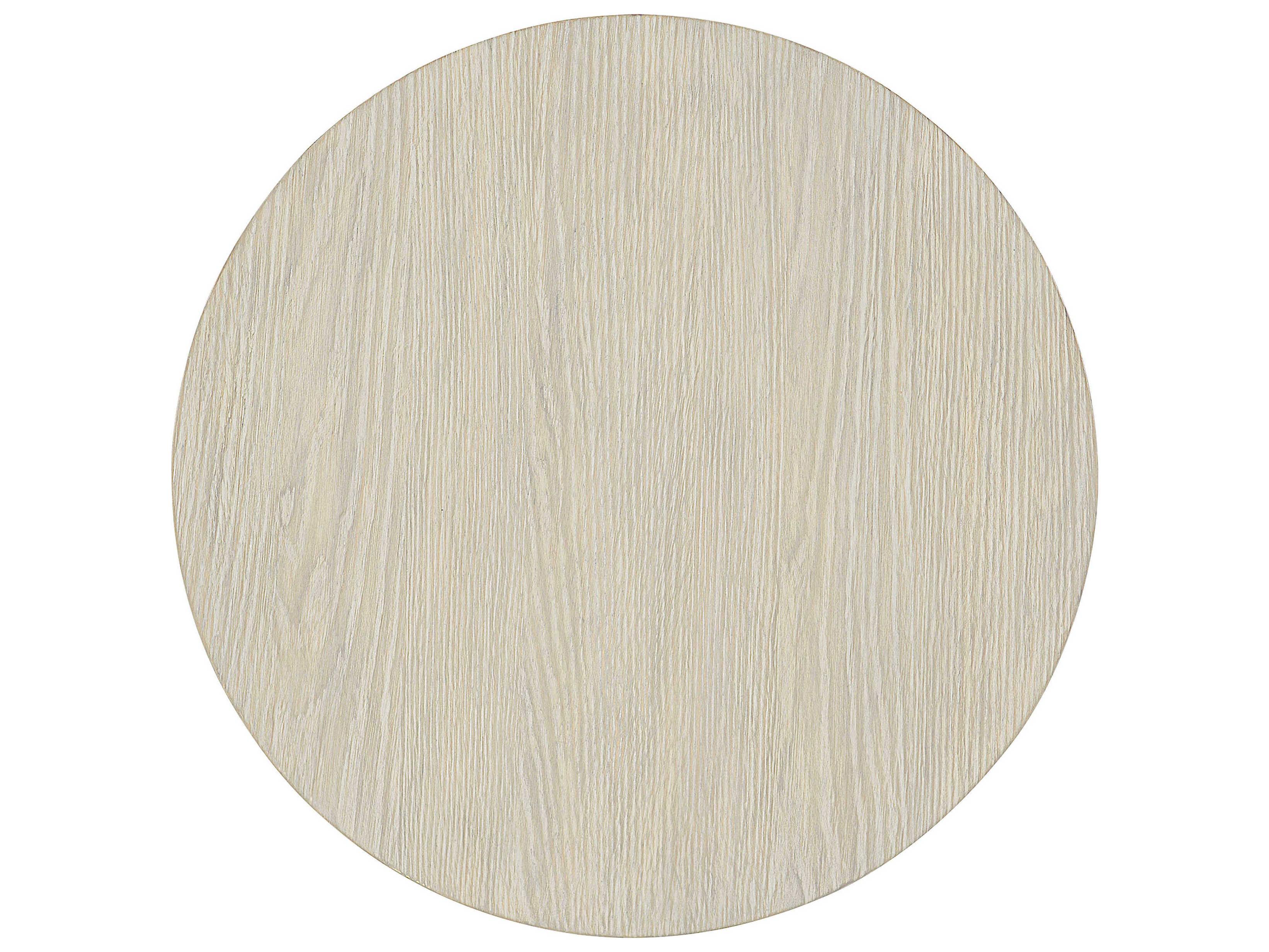 Bernhardt Interiors Ellis Round Wood Jicama Shiny Nickel End Table