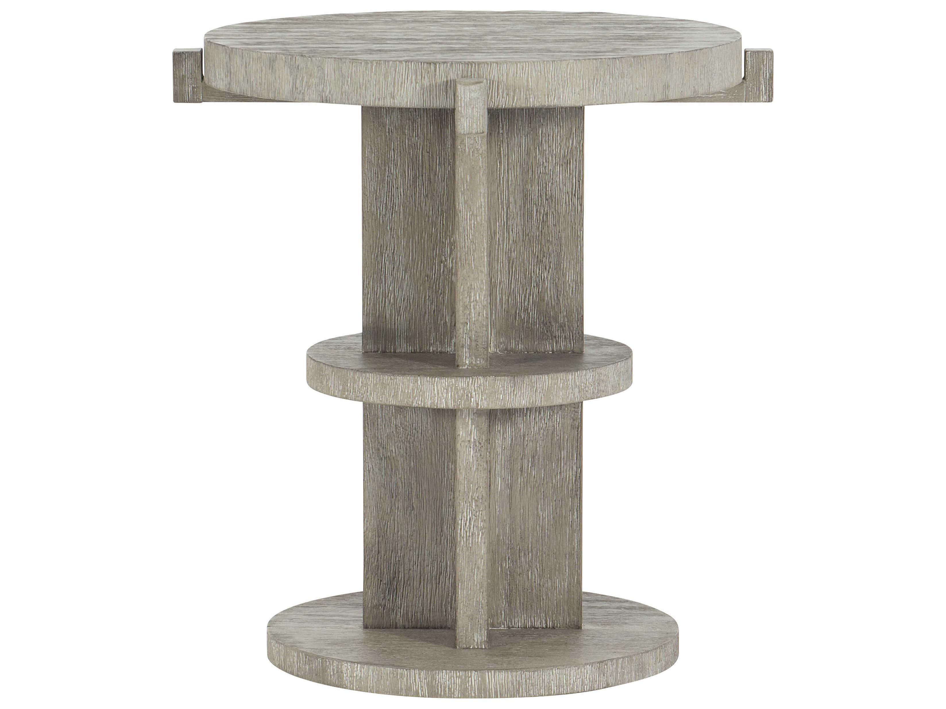 Bernhardt Foundations Round Wood Light Shale End Table