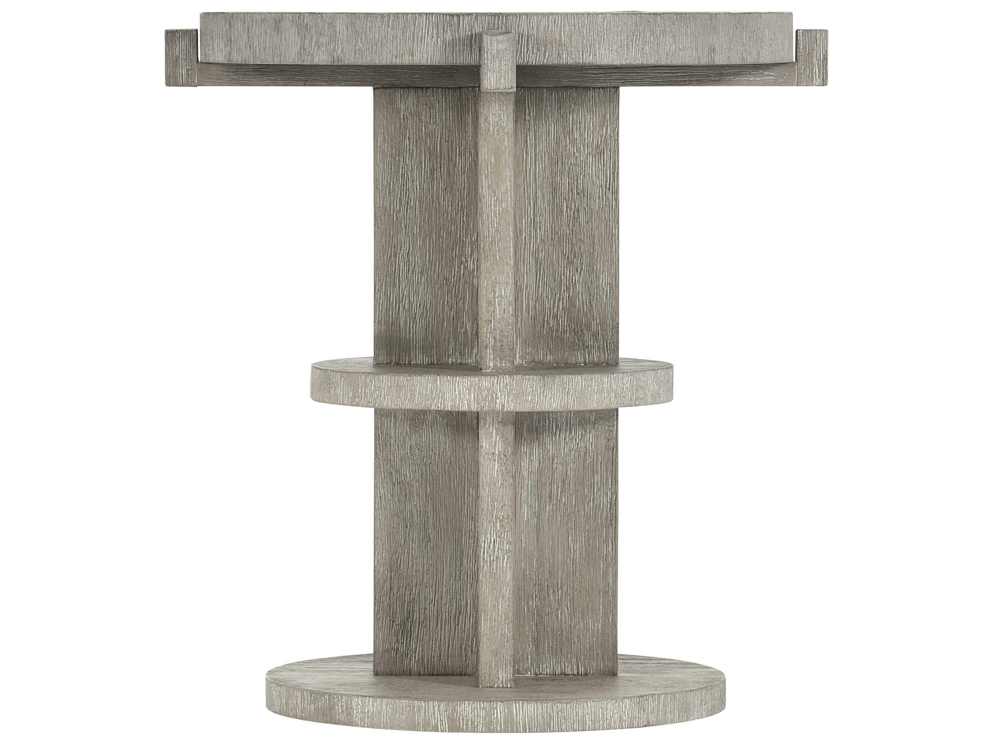 Bernhardt Foundations Round Wood Light Shale End Table