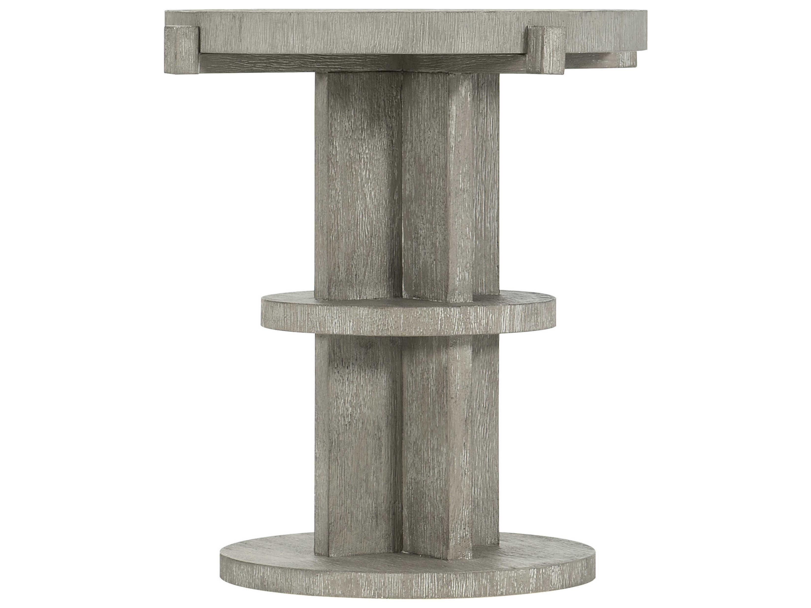Bernhardt Foundations Round Wood Light Shale End Table