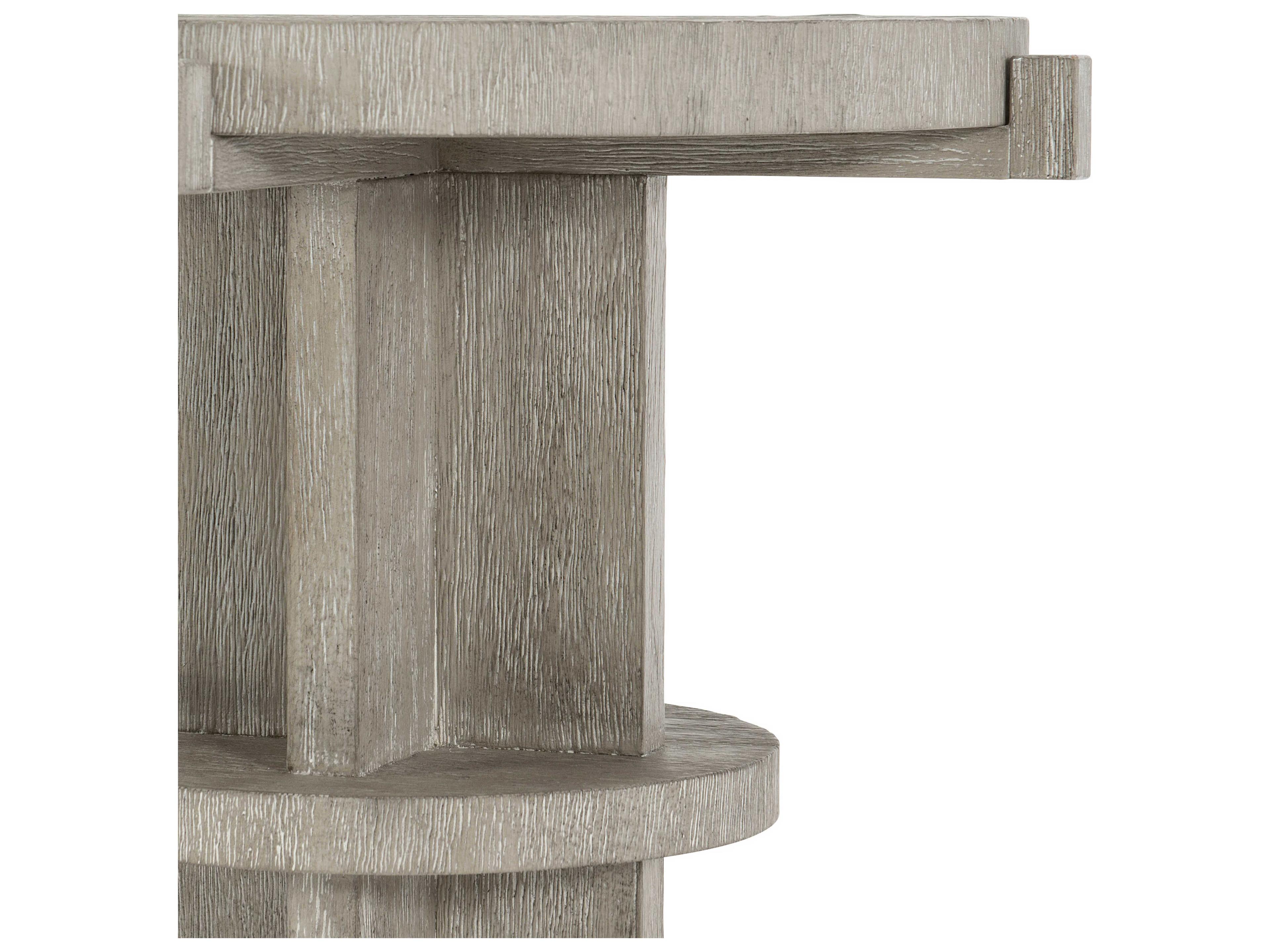 Bernhardt Foundations Round Wood Light Shale End Table