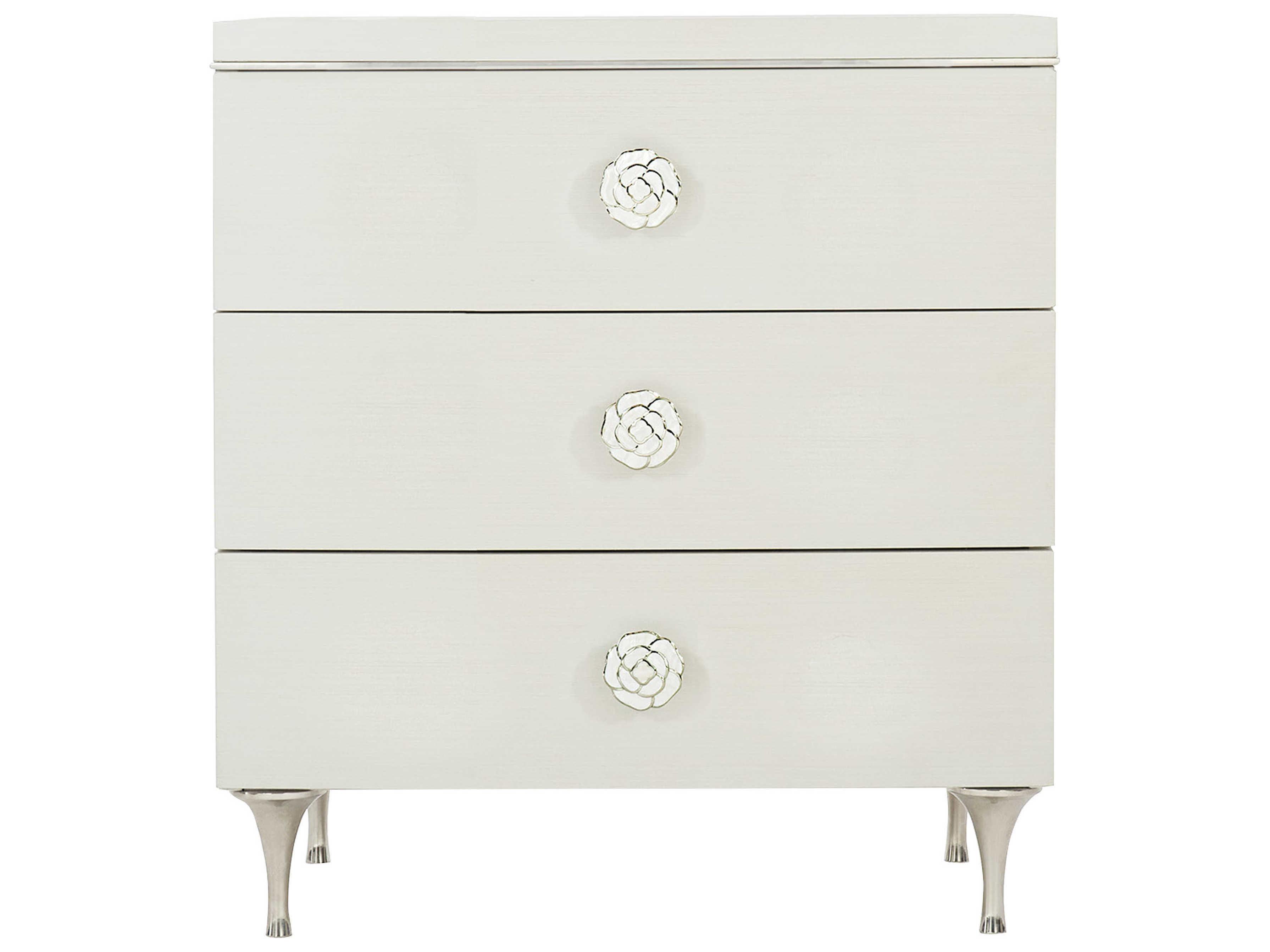 Bernhardt Silhouette 3-Drawers White Nightstand
