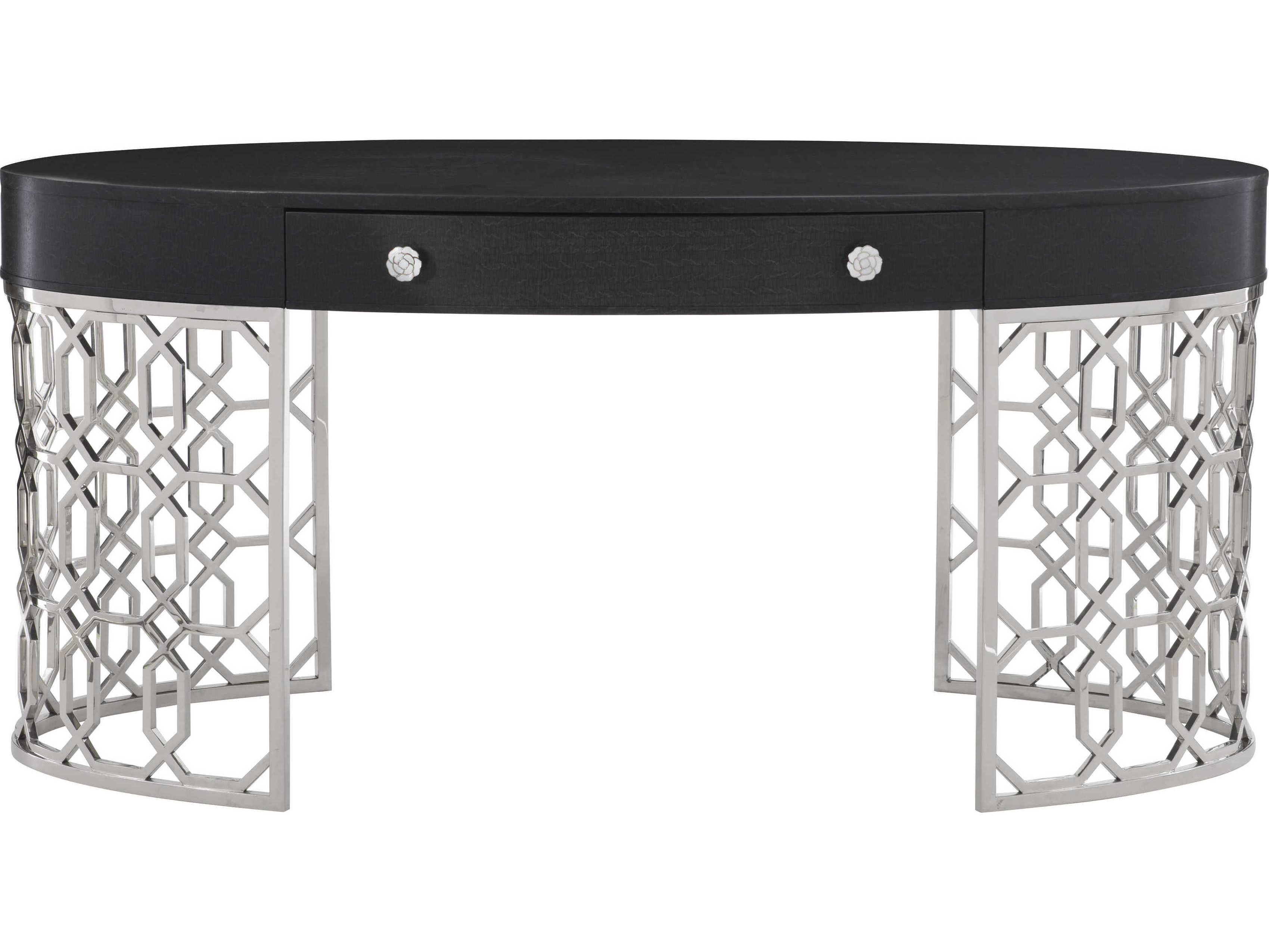 Bernhardt Silhouette Figured Onyx Black Secretary Desk