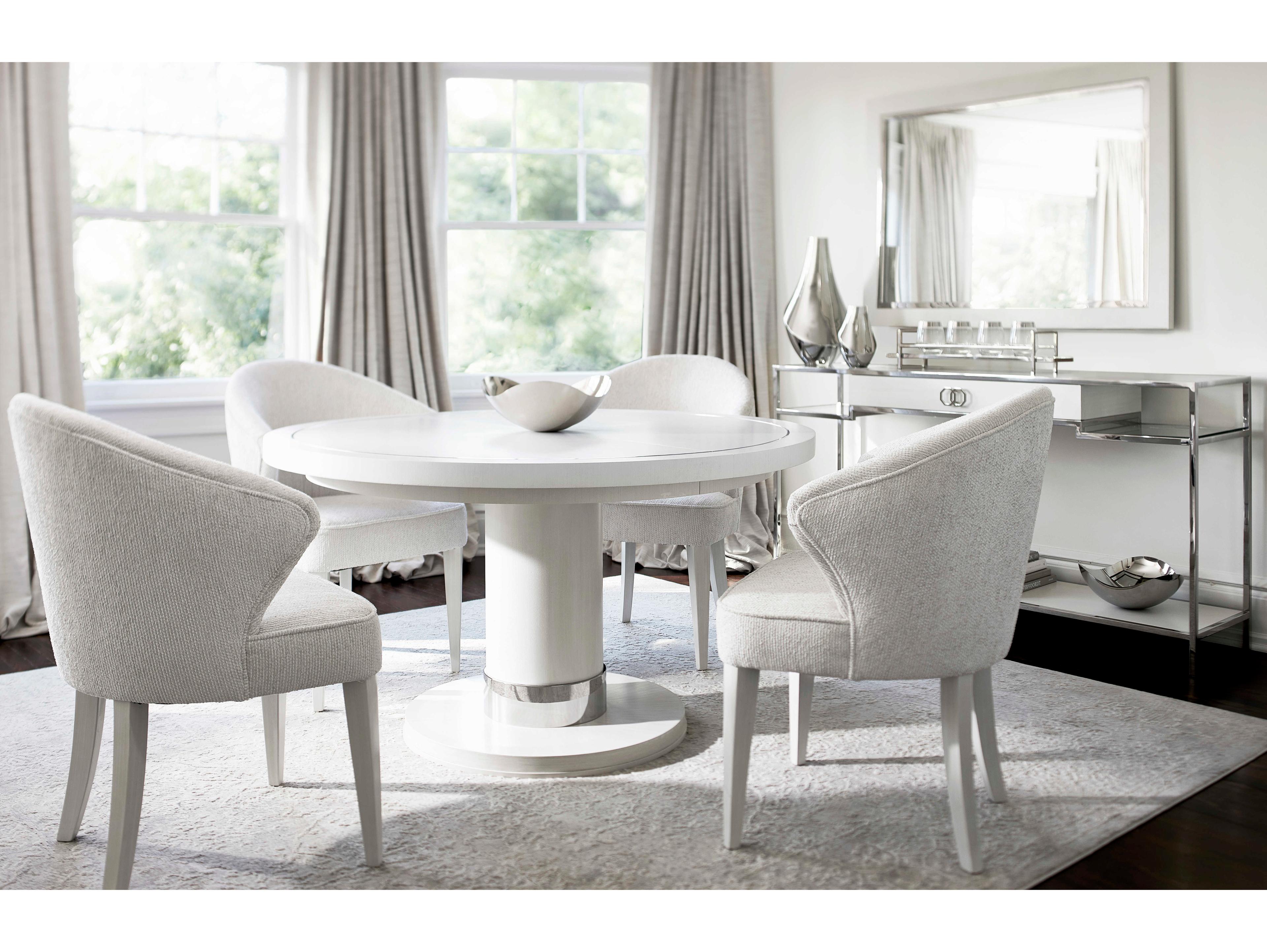 Bernhardt Silhouette White Upholstered Arm Dining Chair