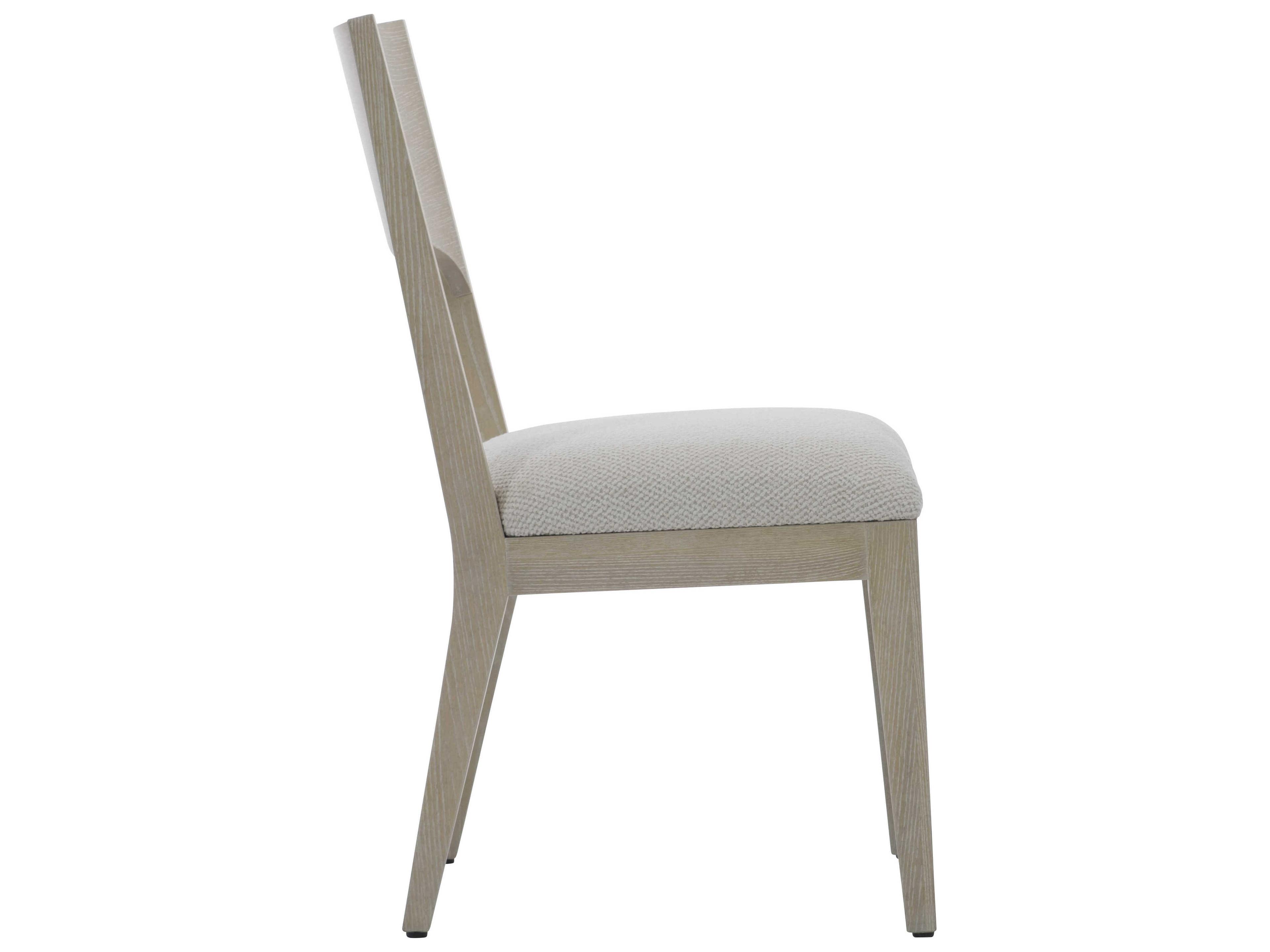 Bernhardt Solaria Oak Wood Beige Upholstered Side Dining Chair