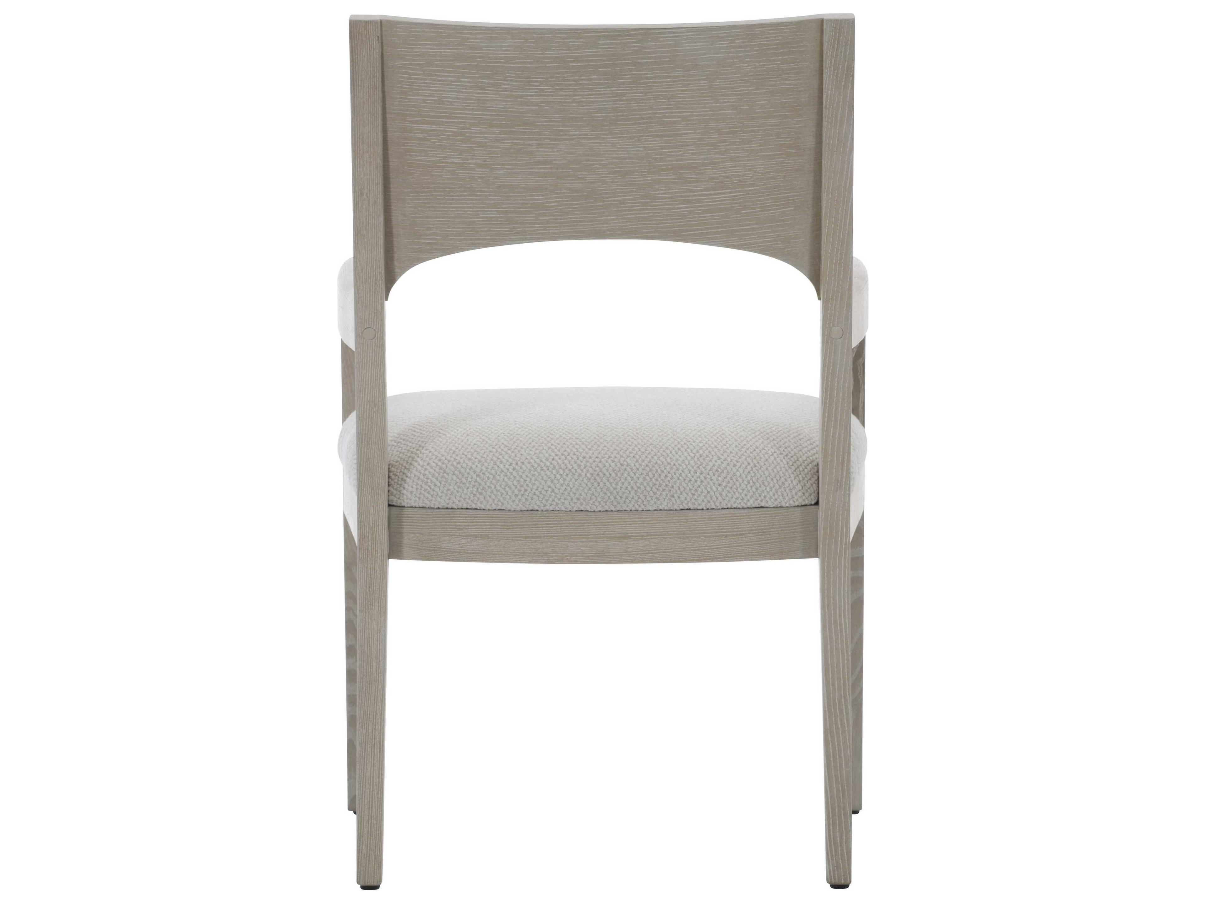 Bernhardt Solaria Oak Wood Beige Upholstered Arm Dining Chair