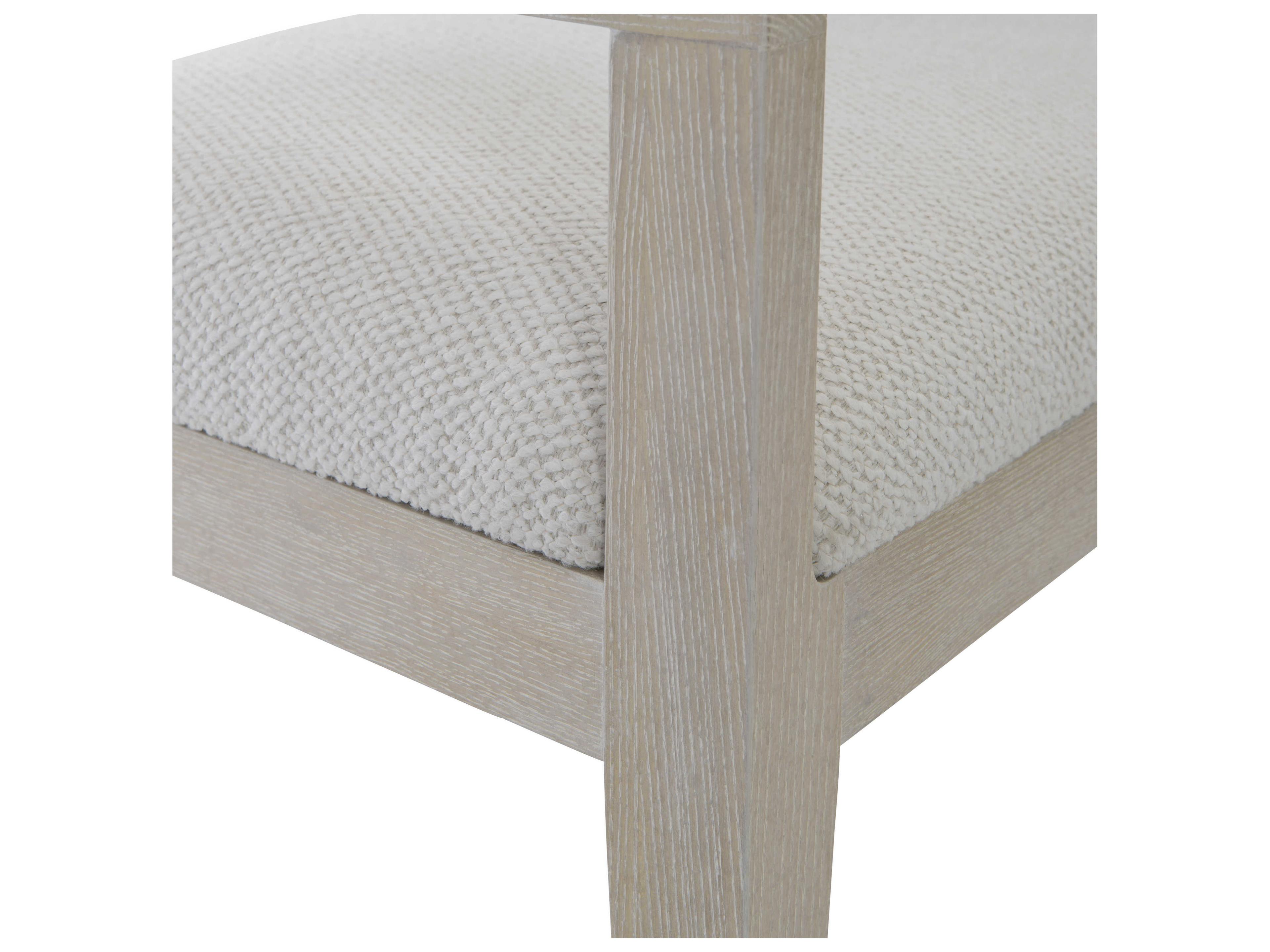 Bernhardt Solaria Oak Wood Beige Upholstered Arm Dining Chair