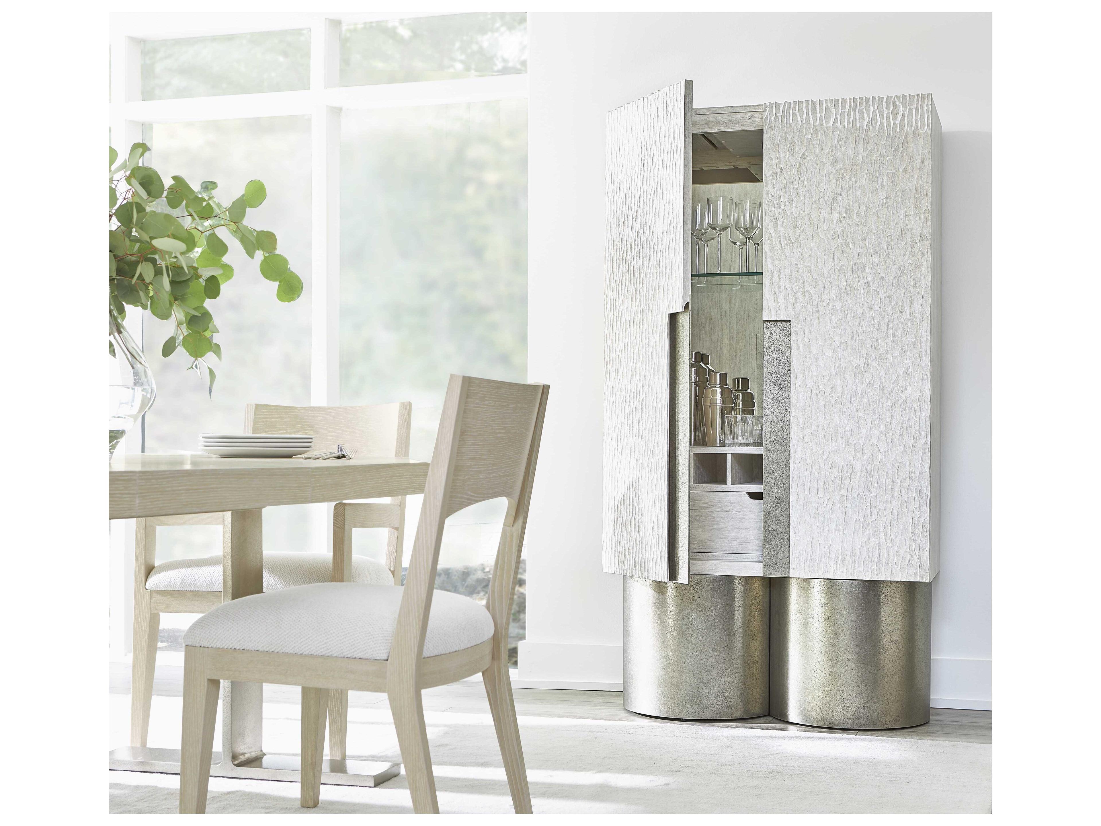 Bernhardt White Ash Wood Bar Cabinet