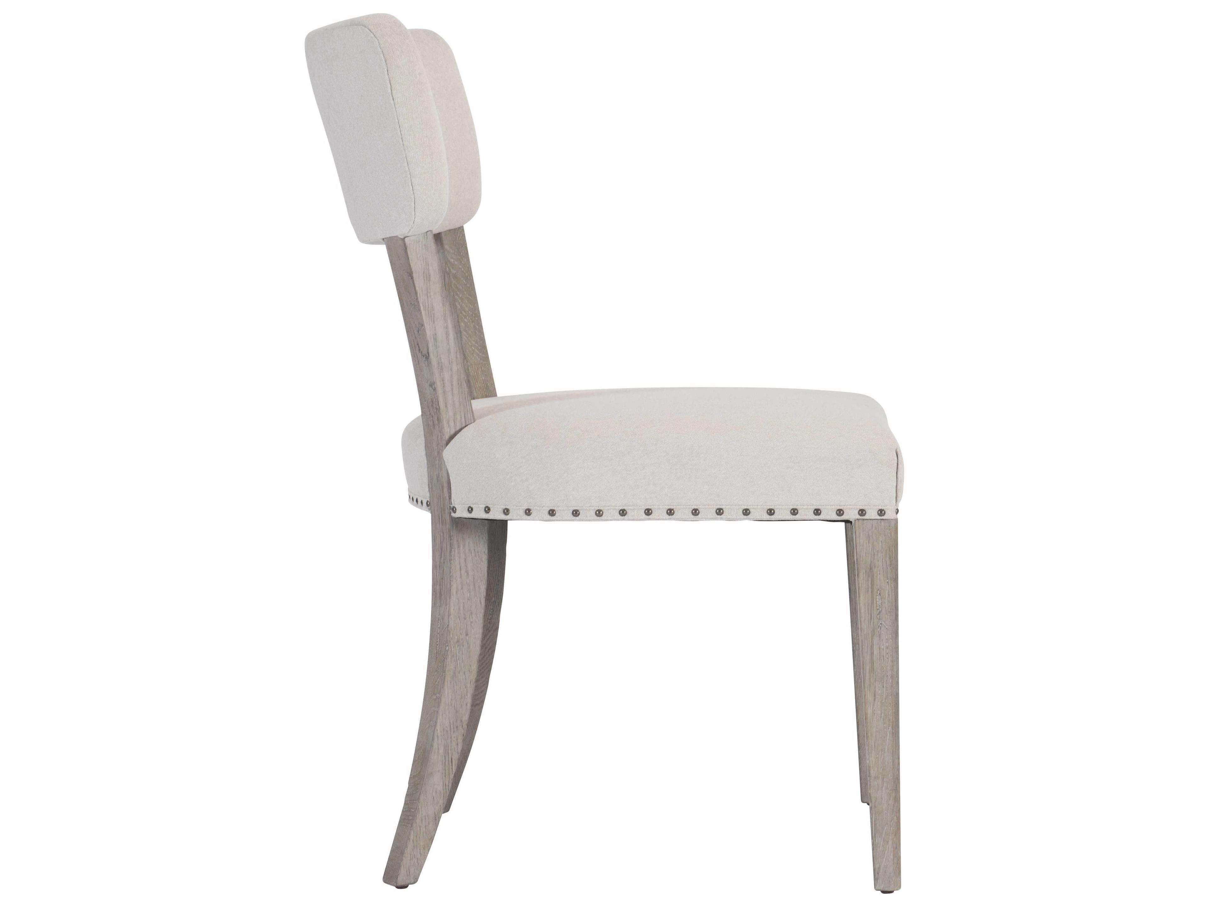 Bernhardt Albion Oak Wood White Upholstered Side Dining Chair