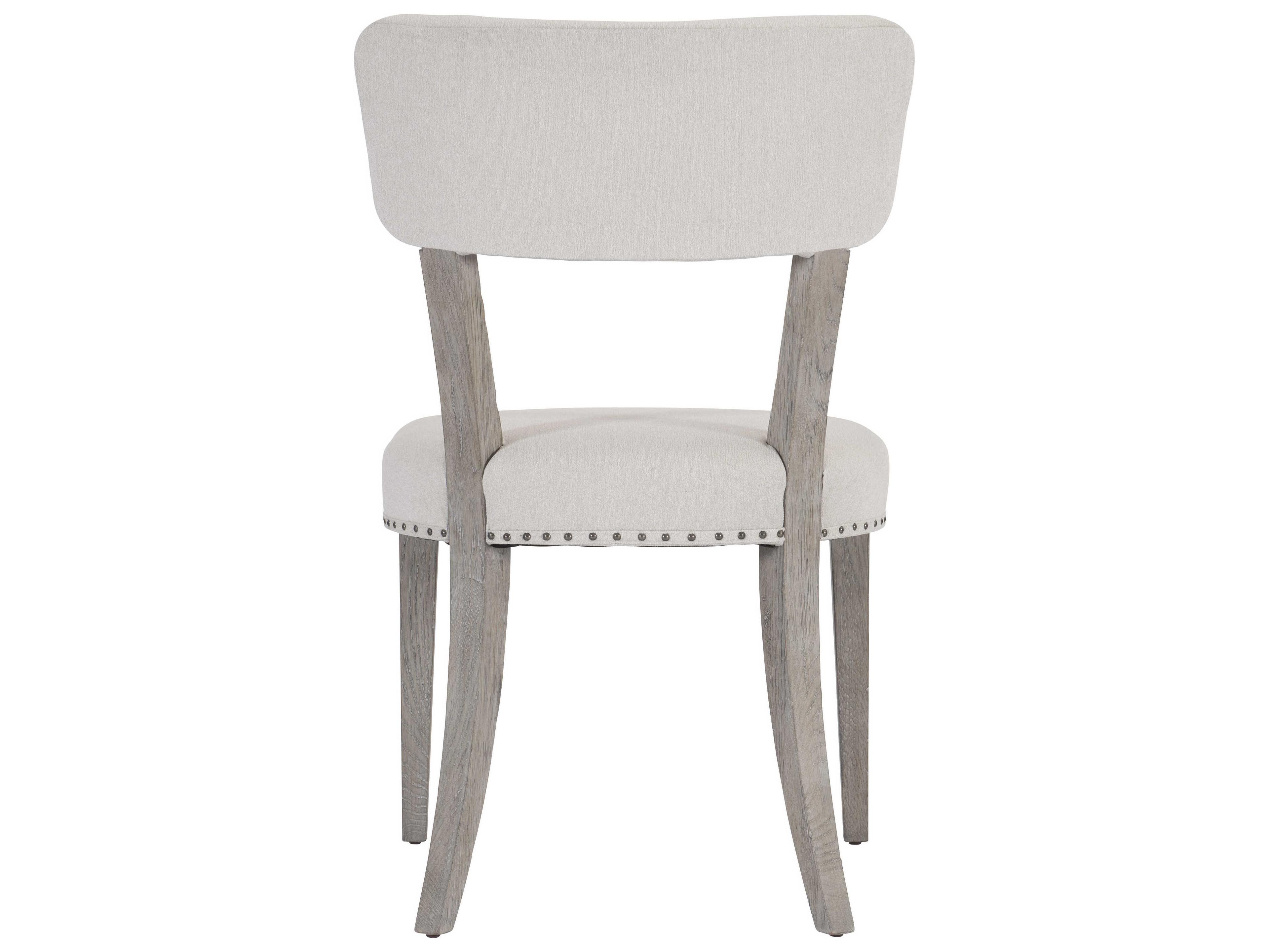 Bernhardt Albion Oak Wood White Upholstered Side Dining Chair