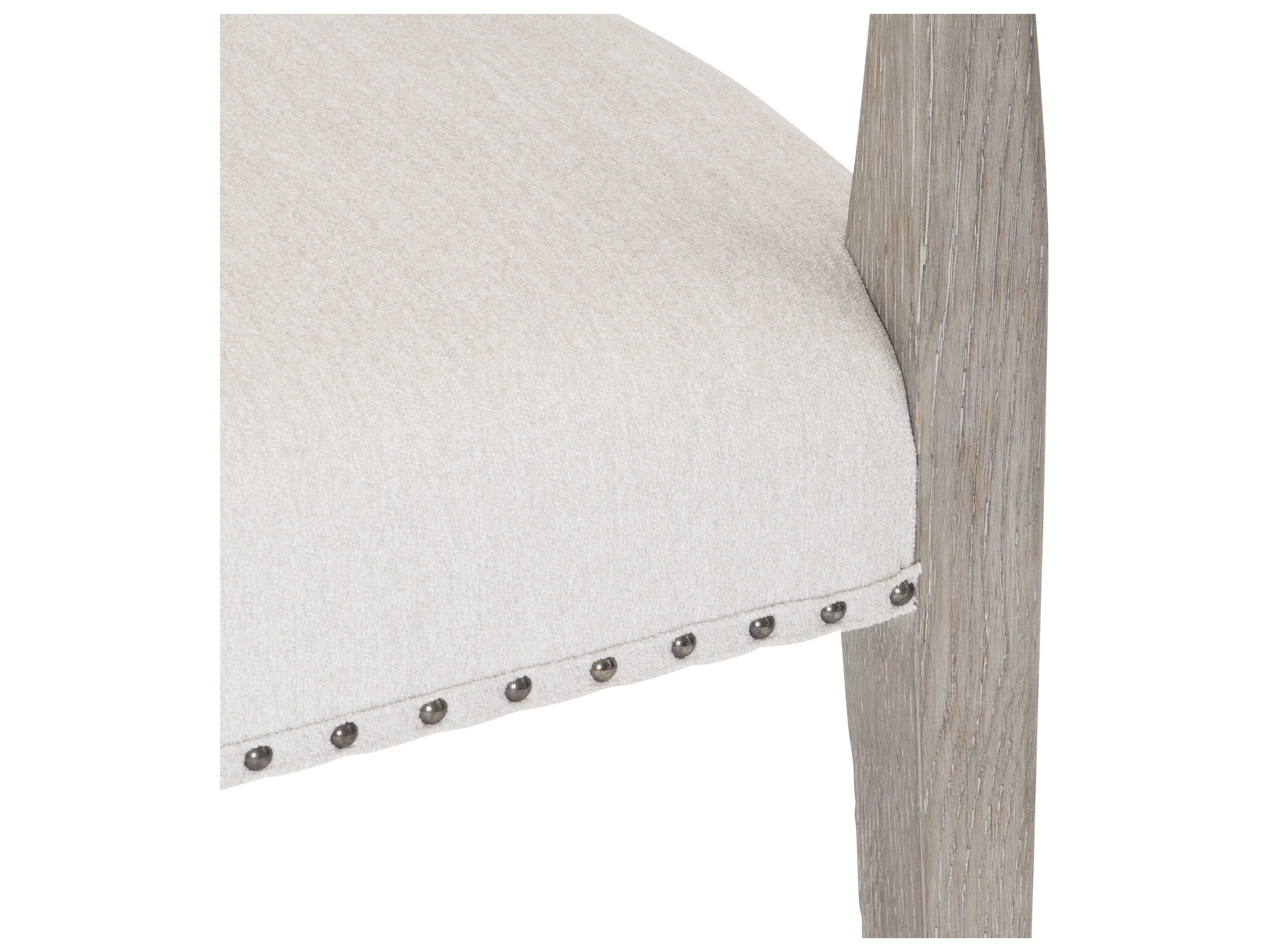 Bernhardt Albion Oak Wood White Upholstered Arm Dining Chair