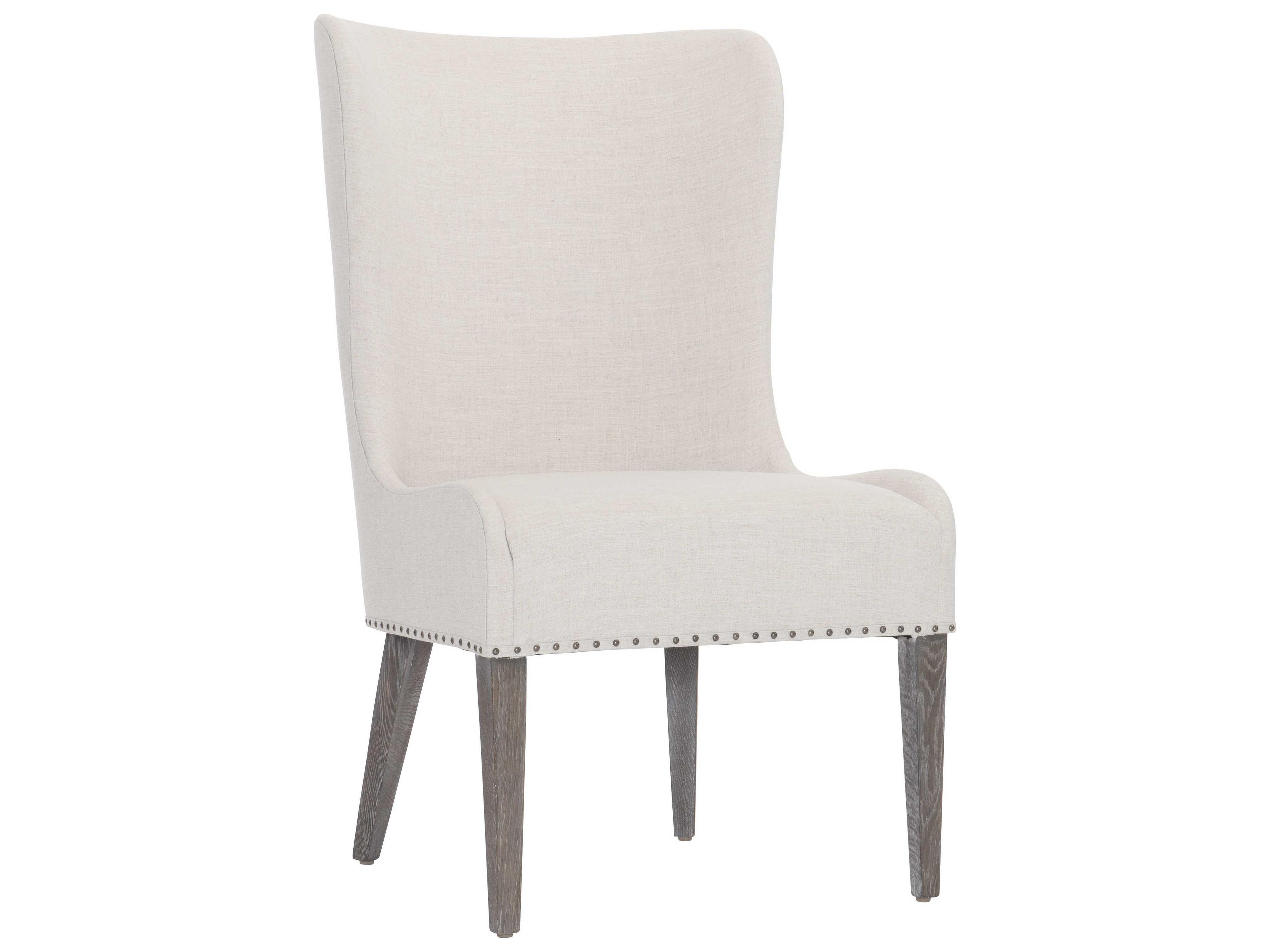 Bernhardt Albion Oak Wood White Upholstered Side Dining Chair